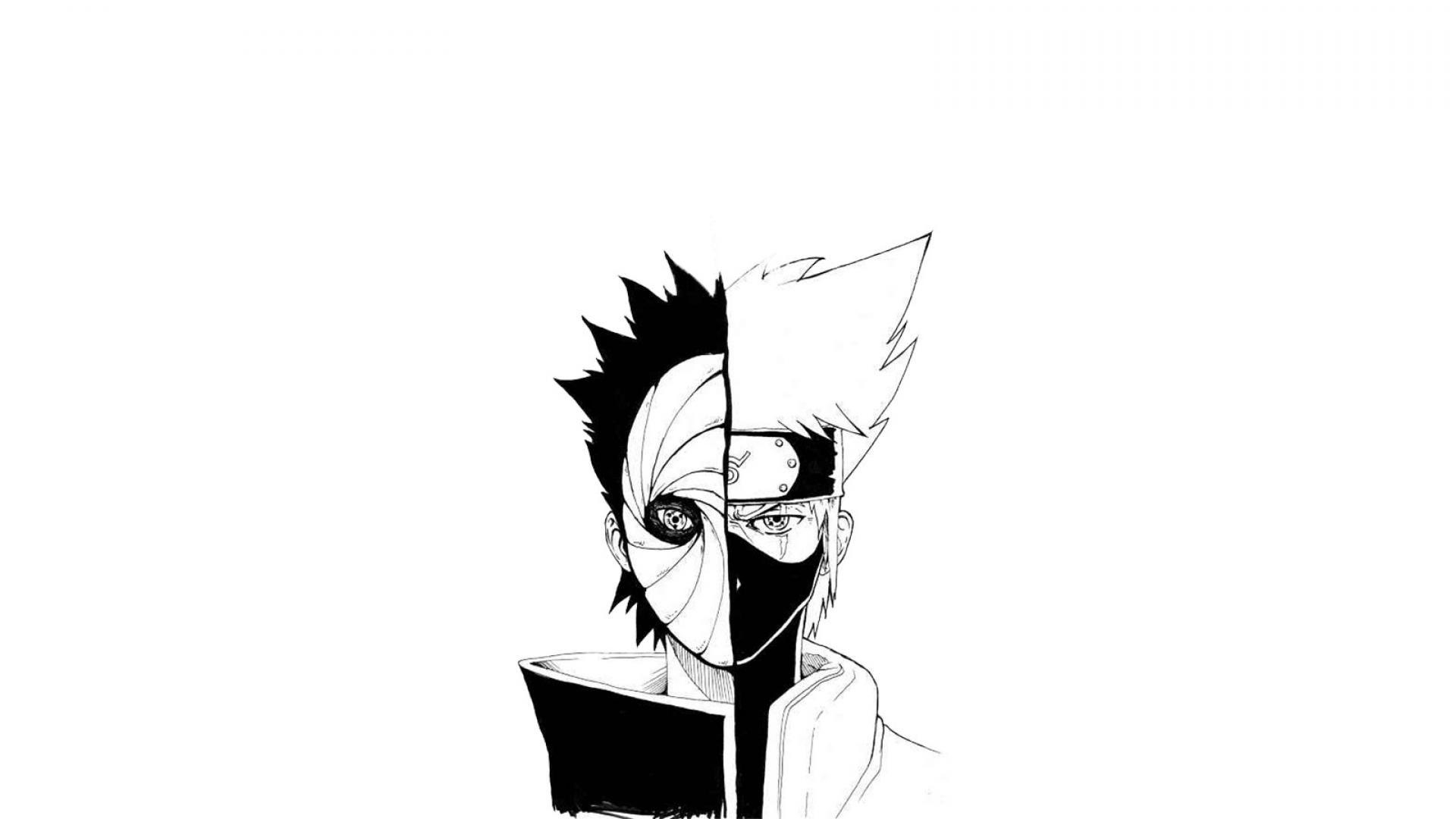 Obito, Kakashi Hatake, Anime, Hintergrund, Weiß, 1920x1080 Full HD Desktop