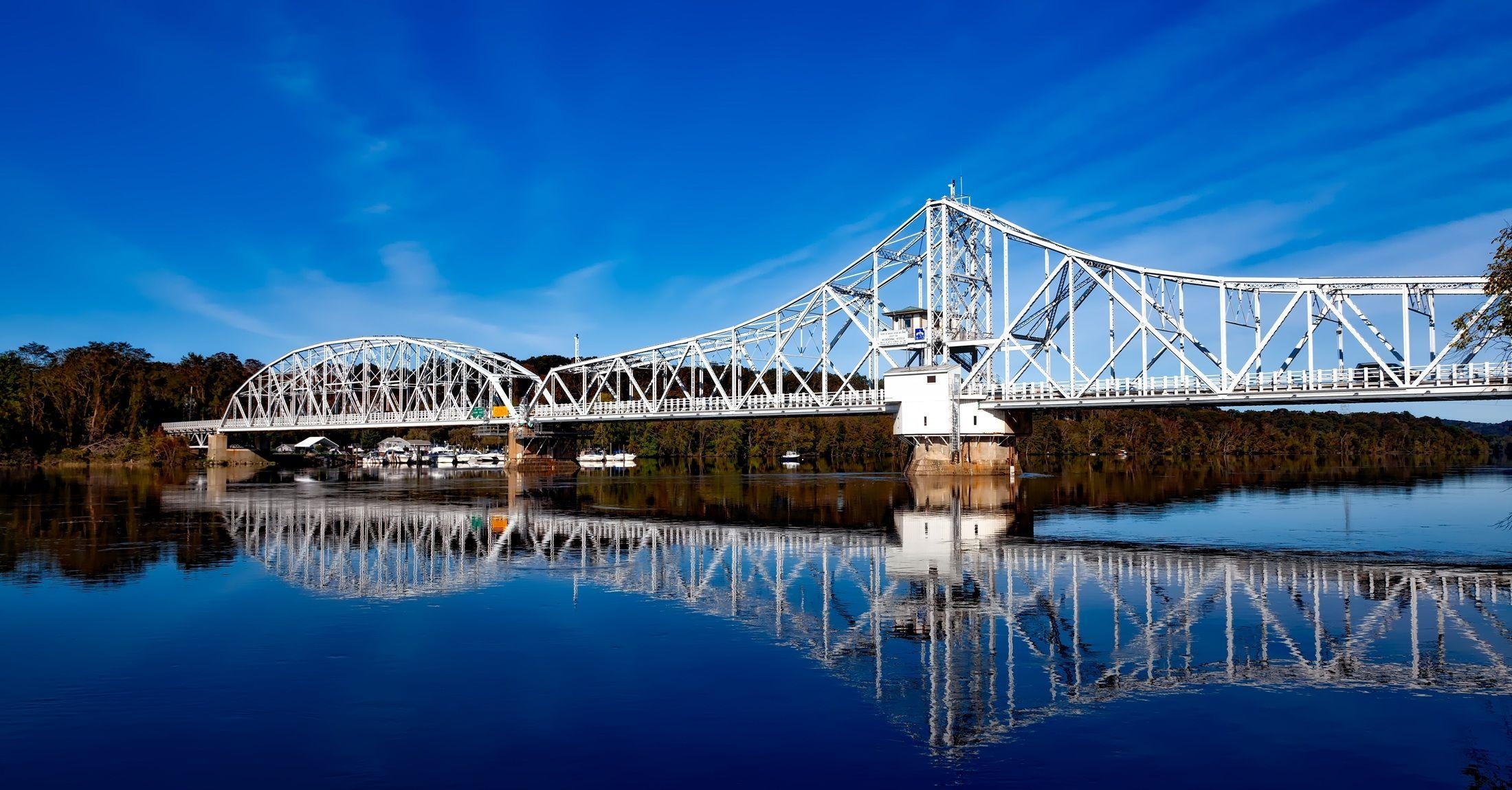 Ost Haddam, Brücke, Connecticut River, HD, USA, 2200x1150 HD Desktop