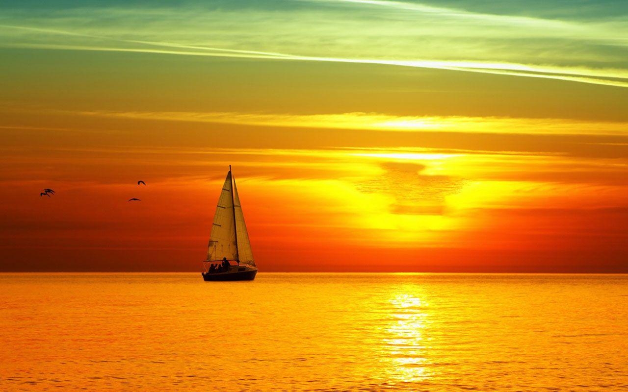 Orange, Meer, Sonnenaufgang, HD, Wallpaper, 1280x800 HD Desktop