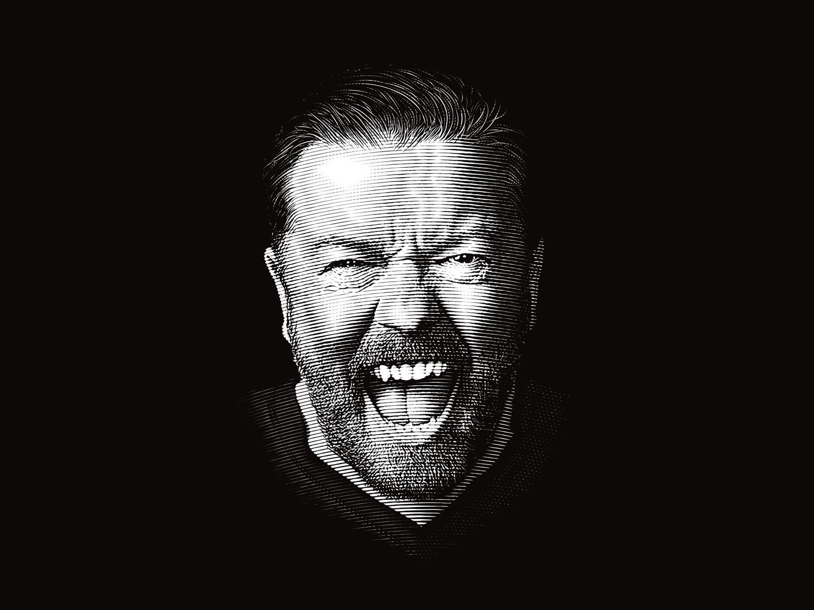 Ricky Gervais, Portrait, Illustration, Dalibor Momčilović, Dribbble, 1600x1200 HD Desktop