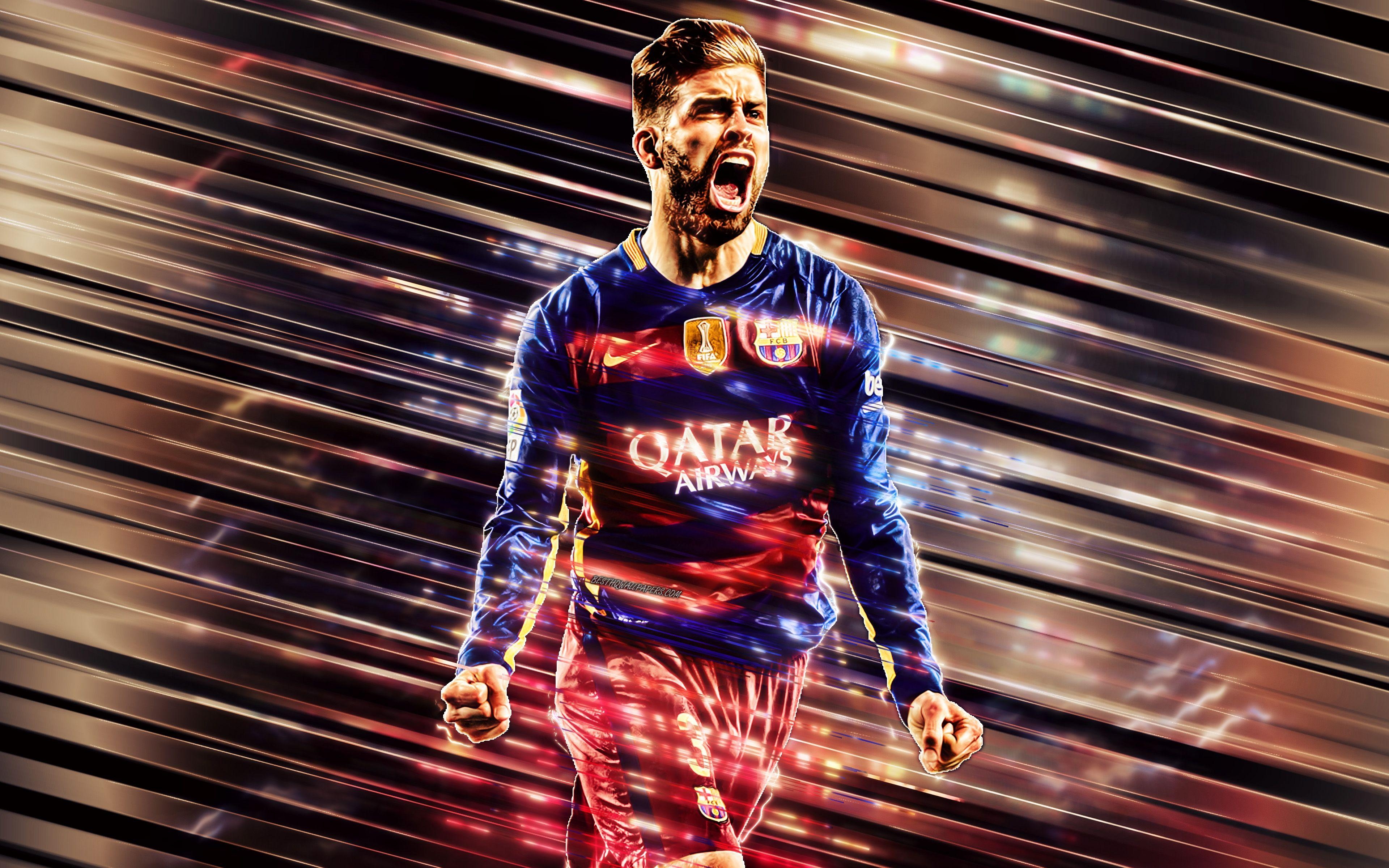 Gerard Piqué, 4K, Ultra HD, Hintergrund, Spieler, 3840x2400 4K Desktop