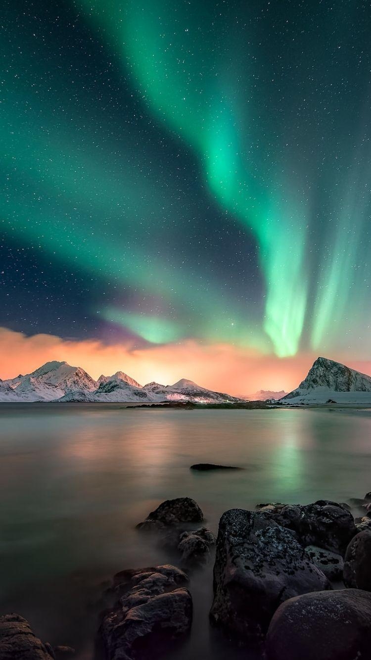 Aurora Borealis, Erde, Polarlichter, Himmel, Weltraum, 750x1340 HD Handy