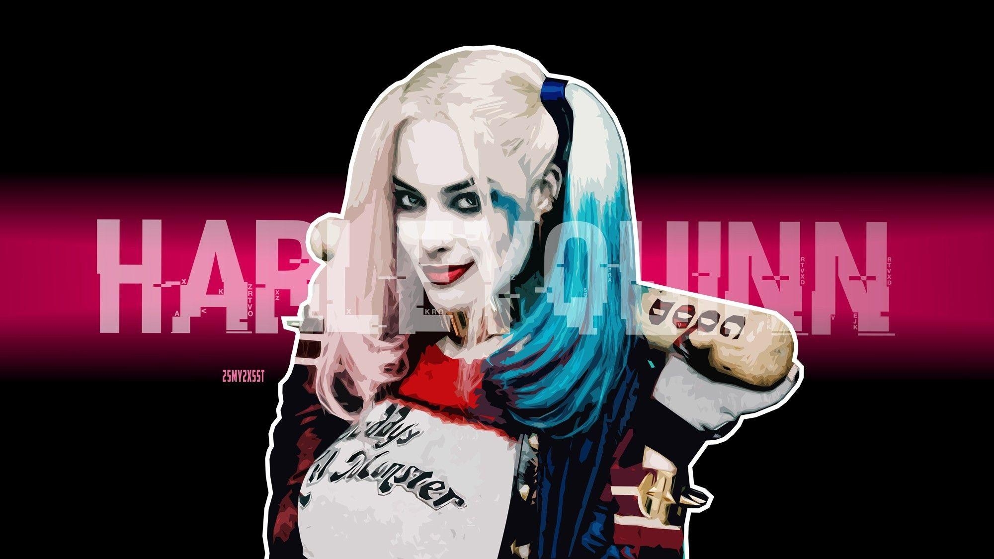 Margot Robbie, Harley Quinn, Hintergrundbild, Filmszene, Comic, 2000x1130 HD Desktop