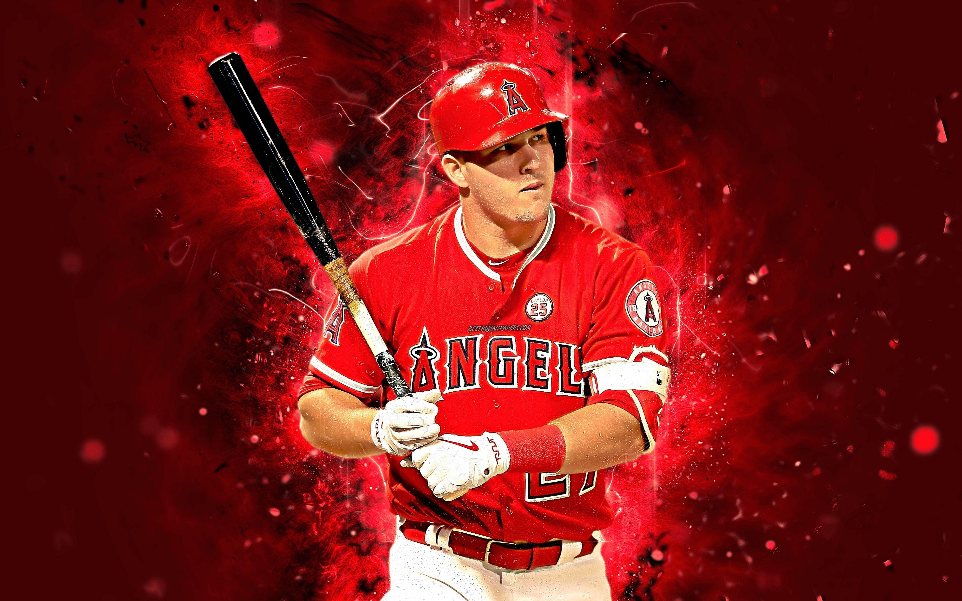 Mike Trout, 4K, Center Fielder, Abstract, Baseball, 3840x2400 4K Desktop