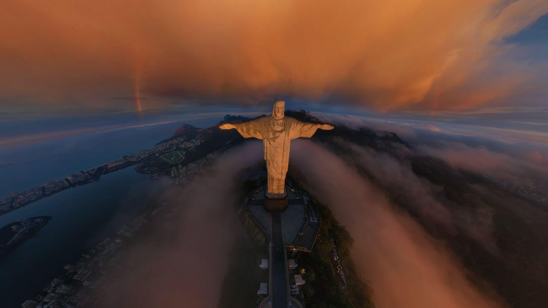 Rio de Janeiro, Statue, Monument, berühmtes Bild, 1920x1080 Full HD Desktop