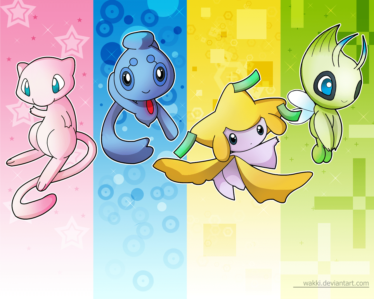 Phione, Jirachi, Celebi, Pokémon, Anime, 1280x1030 HD Desktop