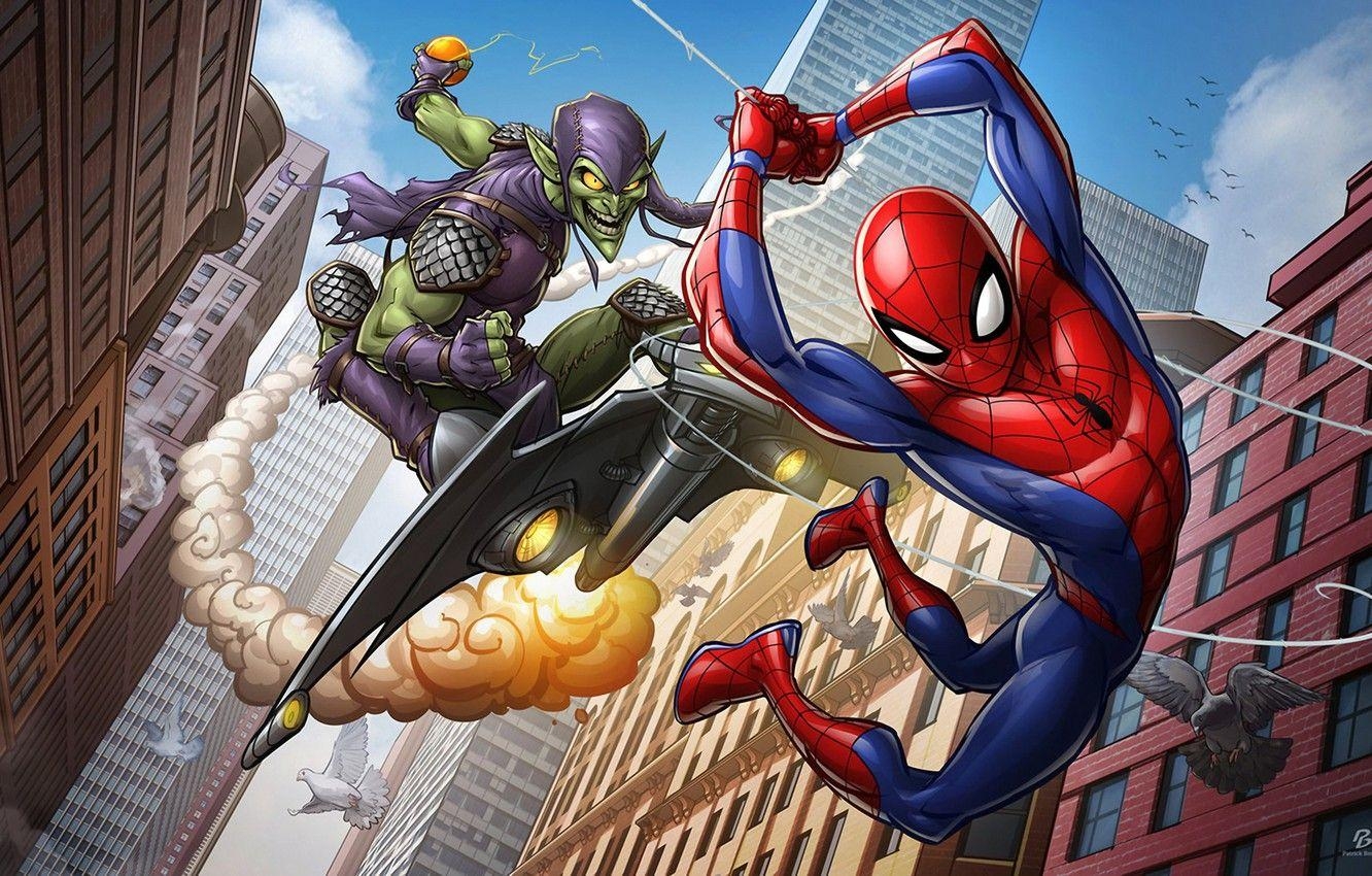 Spider Man, Kunst, Marvel, Grüner Goblin, Comics, 1340x850 HD Desktop