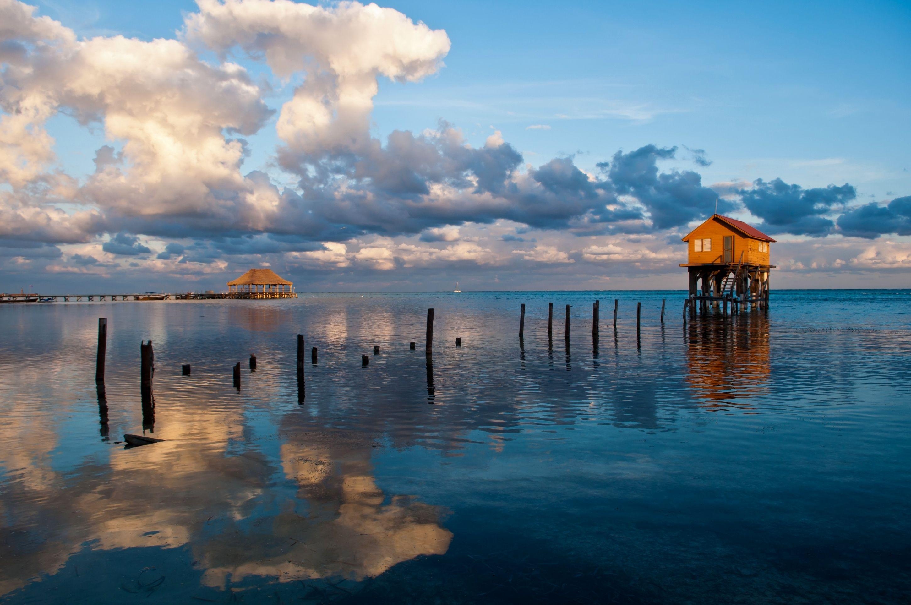 Belize Strandhaus, Reflexionen, Tropen, Meer, Schönheit, 2900x1930 HD Desktop