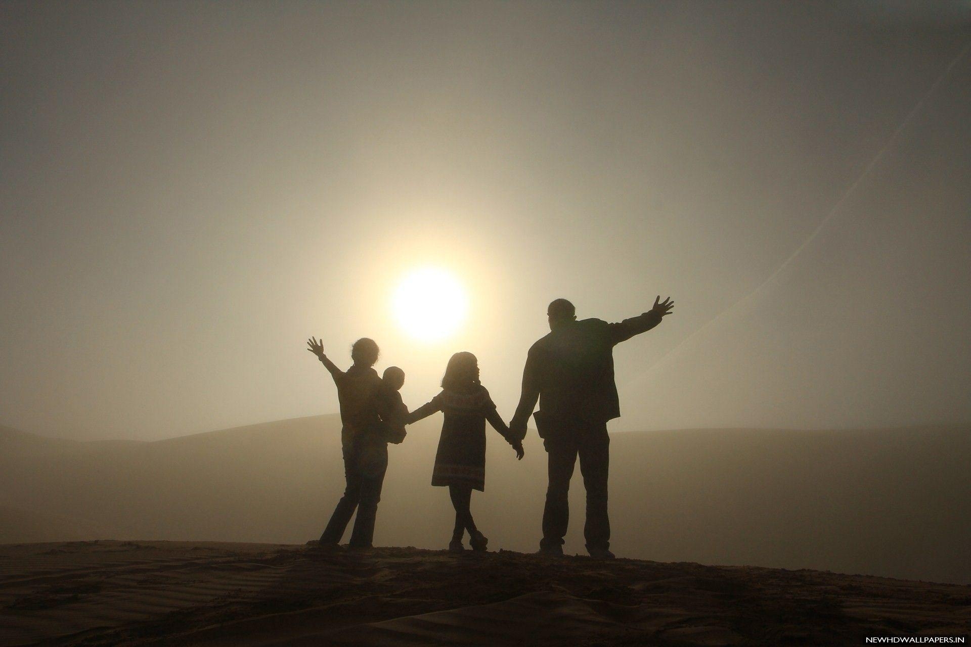 Familie, Silhouette, Spaziergang, HD, Liebe, 1920x1280 HD Desktop