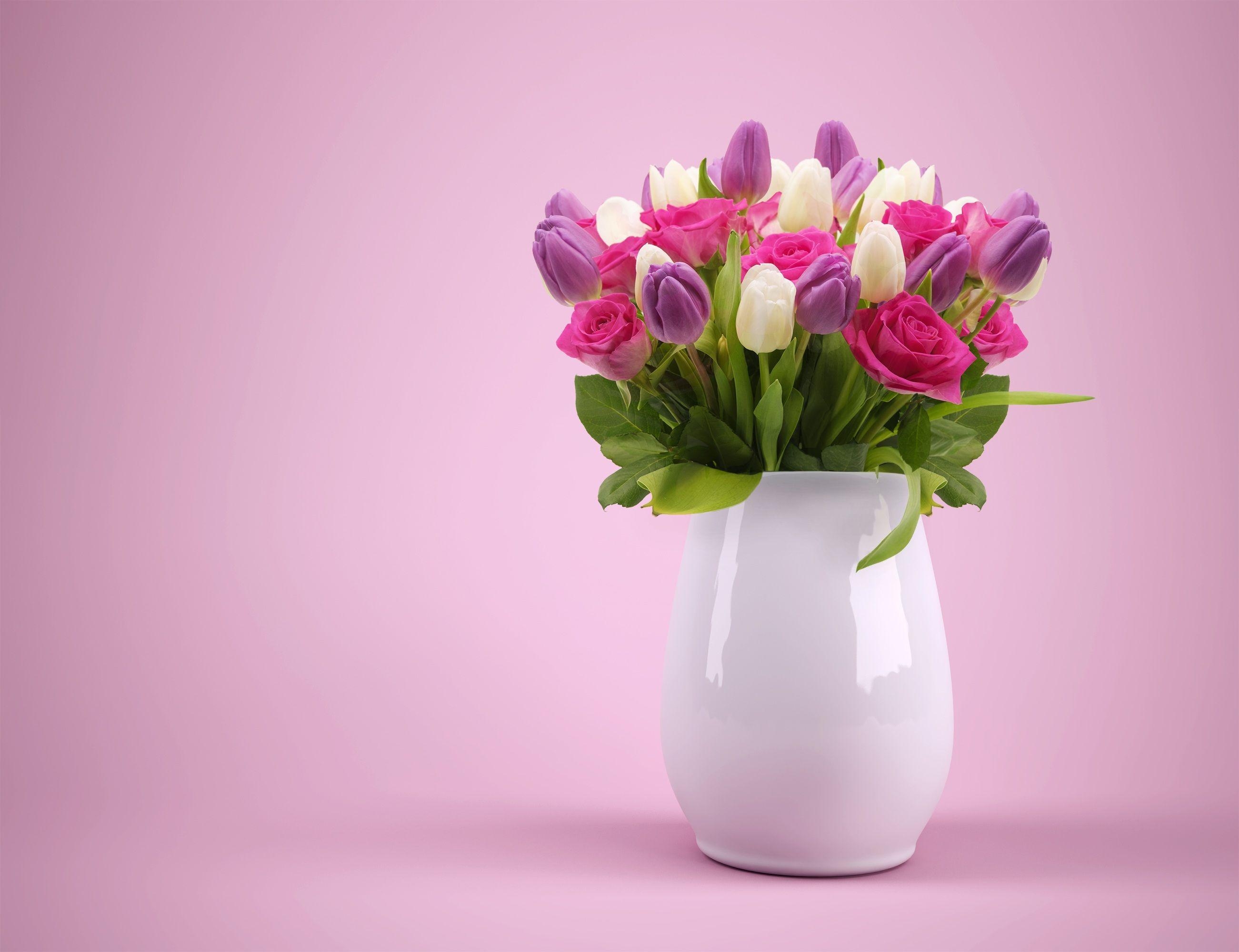 Blumenstrauß, Rosen, Vase, Bunt, HD, 2610x2000 HD Desktop