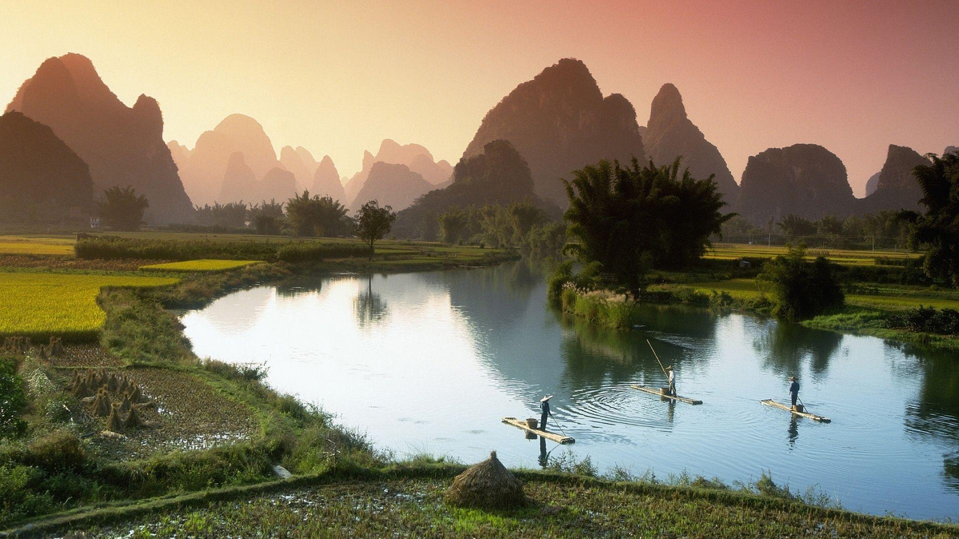 Vietnam, Fischer, Felder, Landschaft, Reisen, 1920x1080 Full HD Desktop