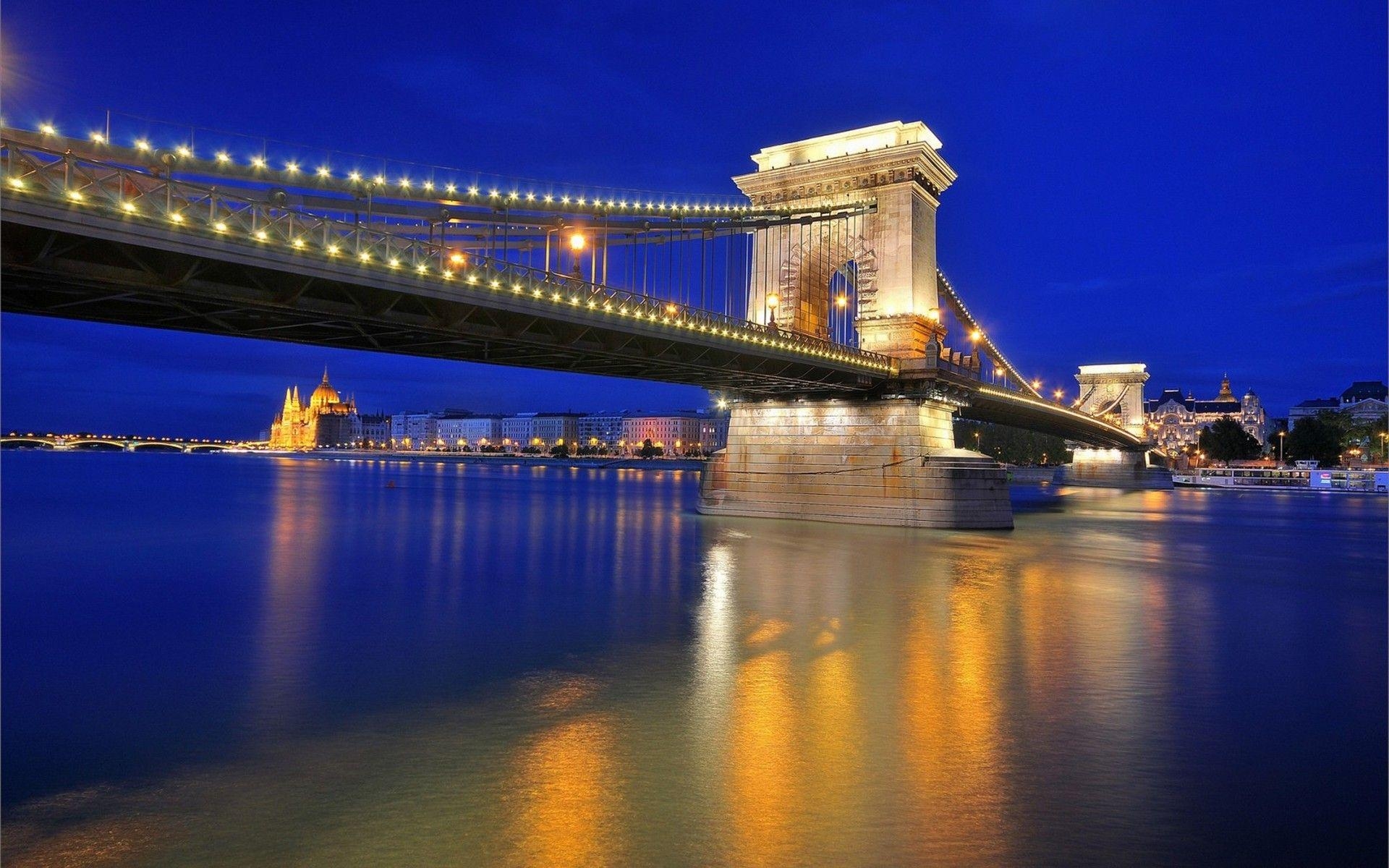 Kettenbrücke, Ungarn, Budapest, Architektur, Fluss, 1920x1200 HD Desktop