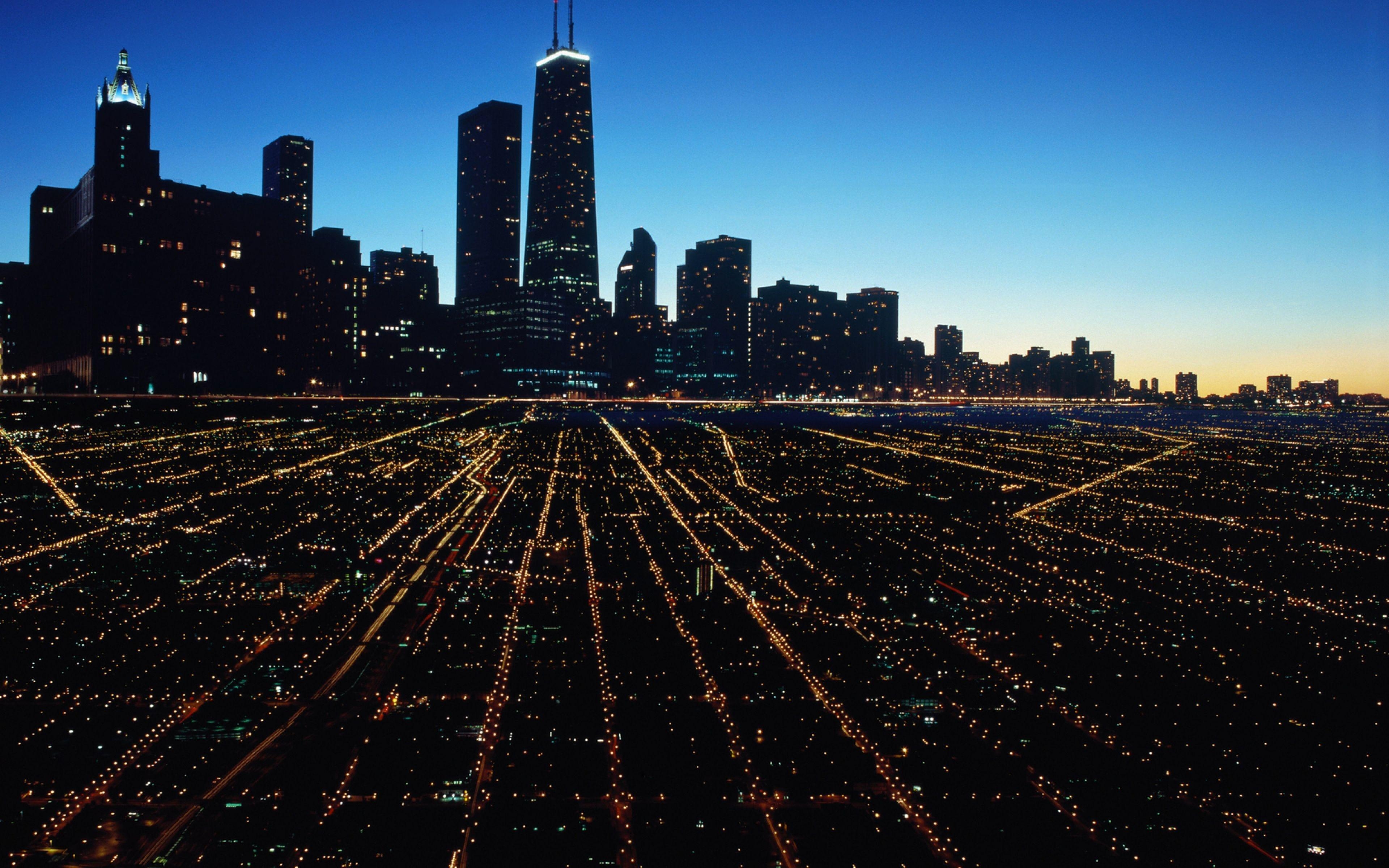 Chicago, Nachtansicht, Skyline, Ultra HD, Architektur, 3840x2400 4K Desktop