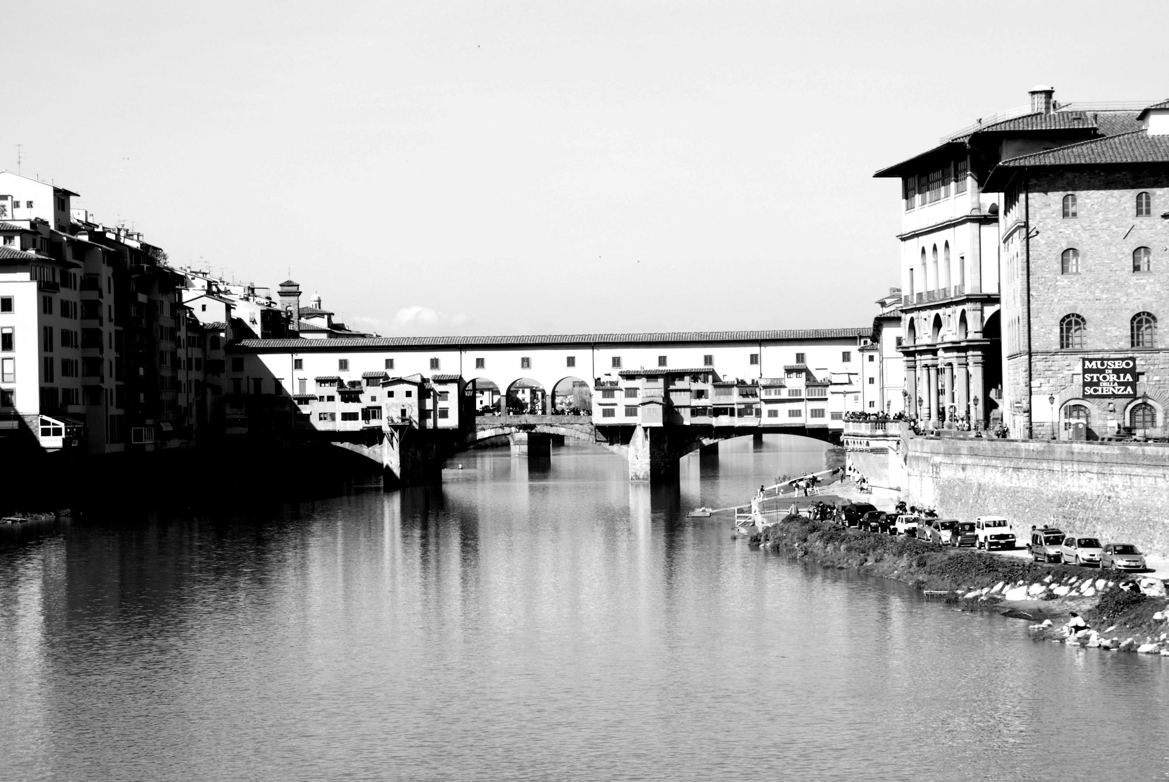 Ponte Vecchio, Schwarzweiß, Fluss, 4K, Florenz, 3840x2580 4K Desktop