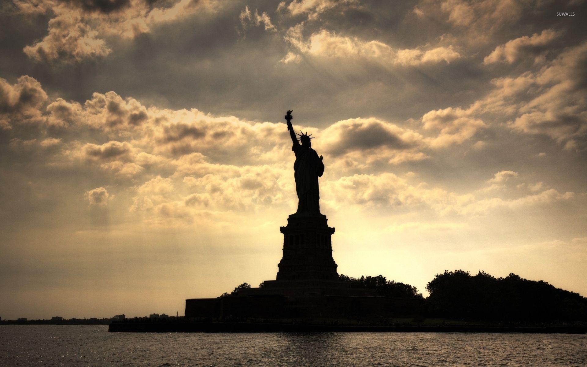 Freiheitsstatue, Silhouette, New York, Reisen, USA, 1920x1200 HD Desktop