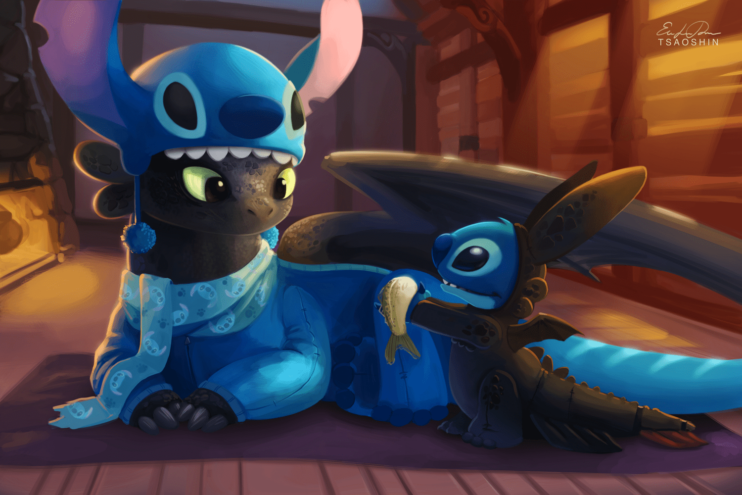 Toothless, Stitch, Desktop, Cartoon, Disney, 1500x1000 HD Desktop