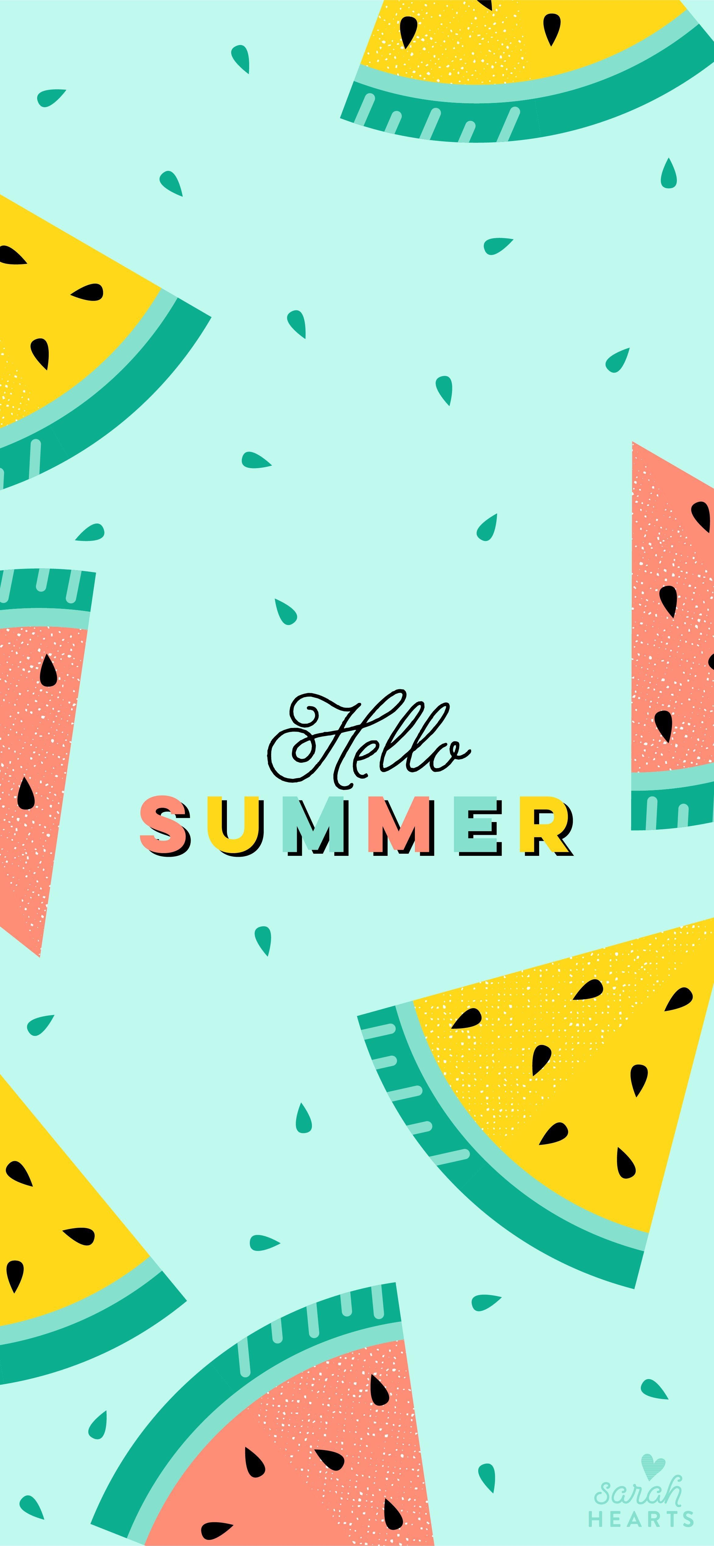 Juli 2018, Wassermelonen Kalender, Sommer, Frucht, Grafik, 2350x5080 4K Handy