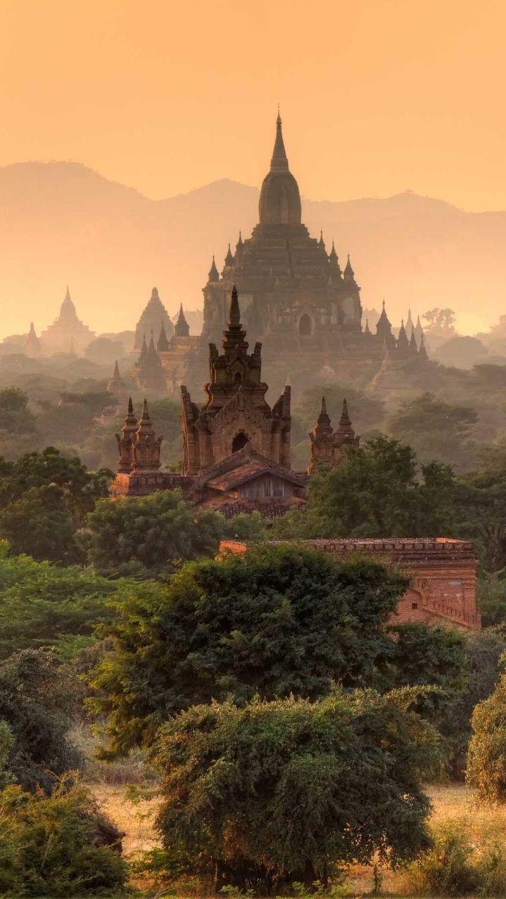 Bagan, Hintergrundbild, Künstlich, Architektur, Landschaft, 720x1280 HD Handy