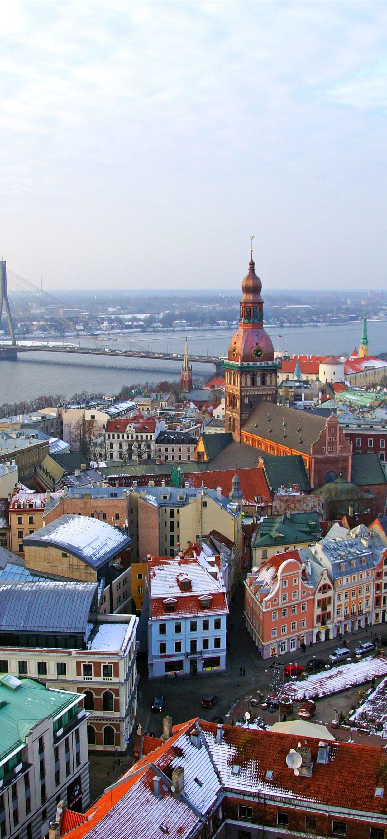 Riga, Lettland, Stadtansicht, Brücke, Fluss, 1250x2690 HD Handy