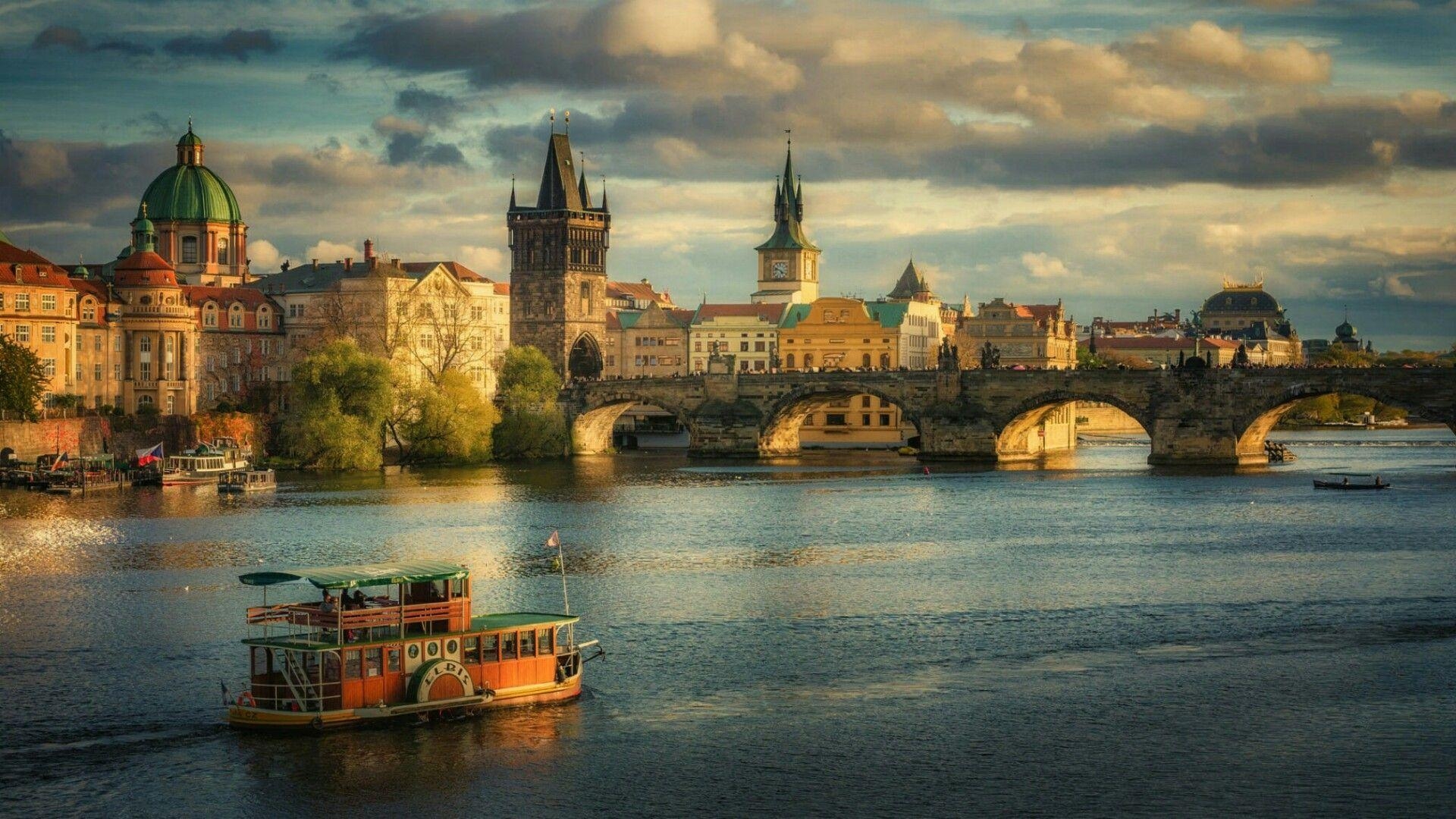 Karlsbrücke, Prag, historische Bauwerke, Böhmen, 1920x1080 Full HD Desktop