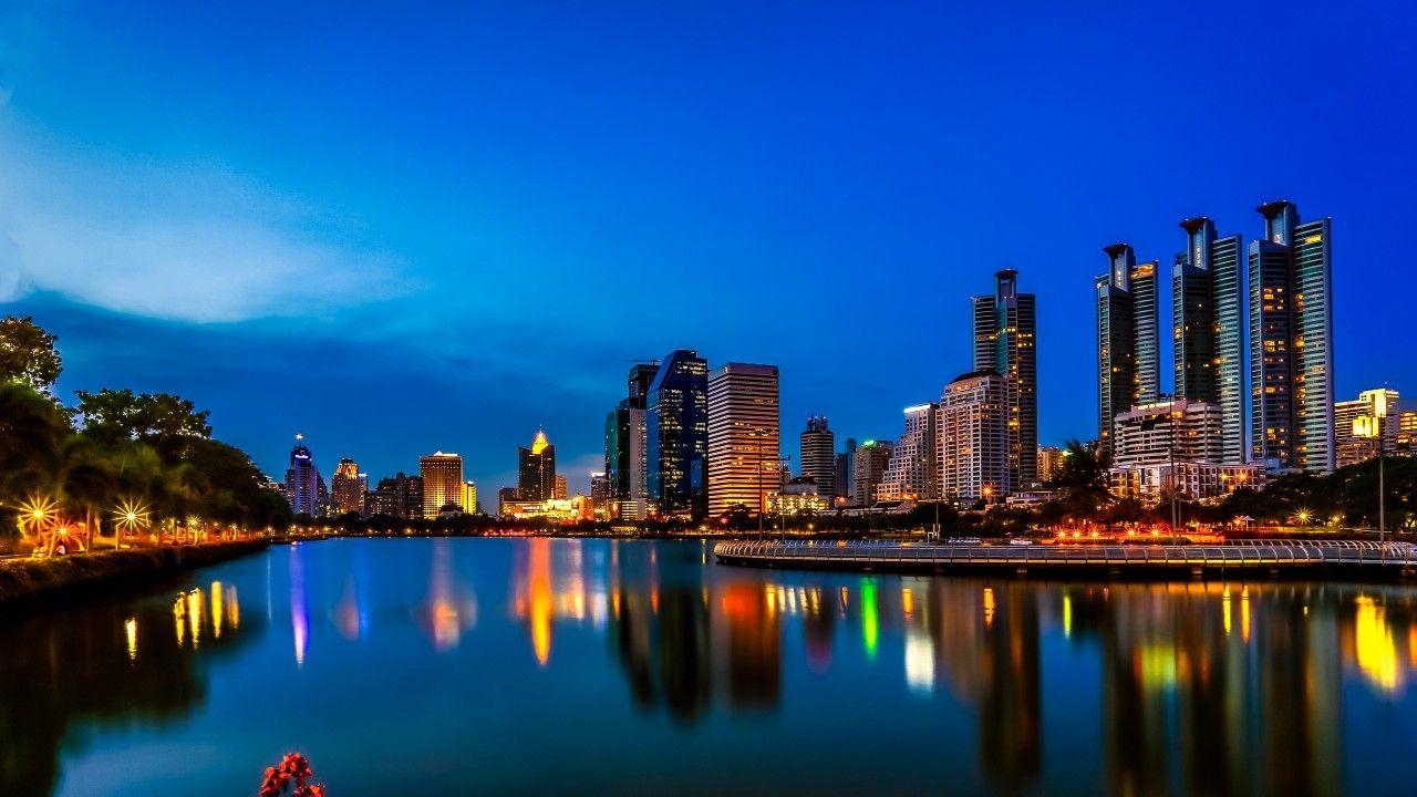 Bangkok, Nachtansicht, Thailand, 4K, Skyline, 1280x720 HD Desktop