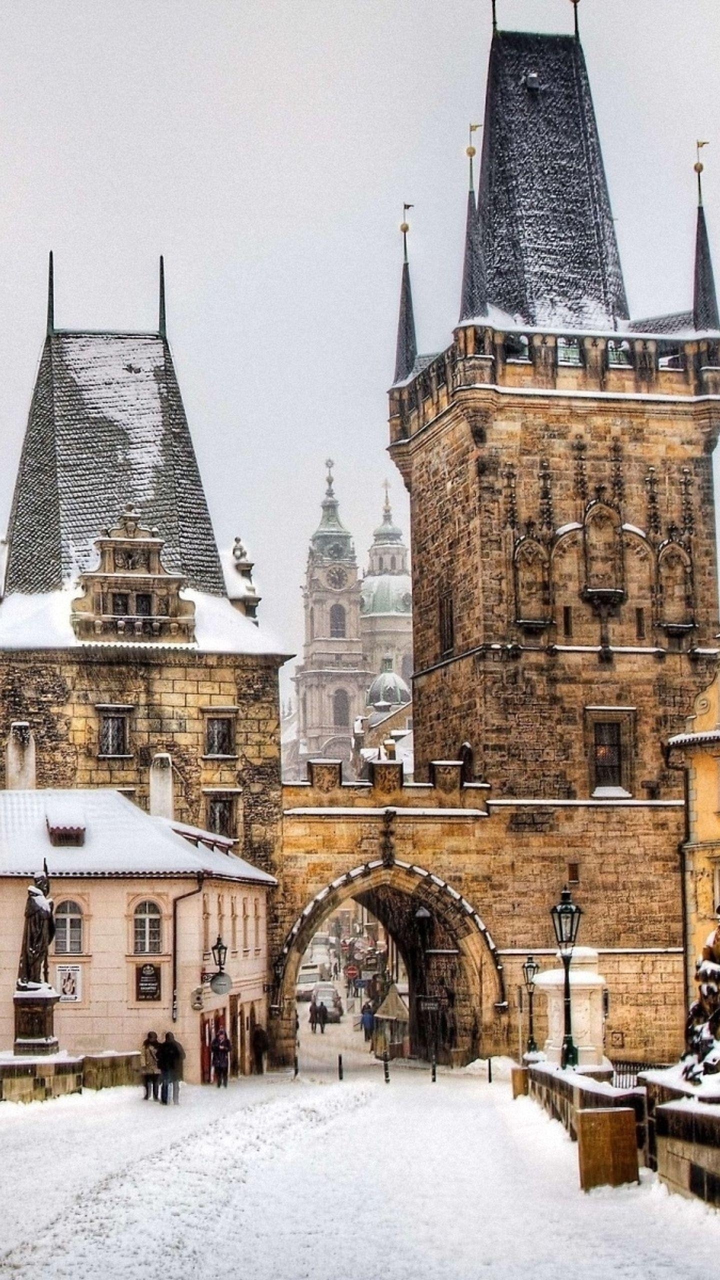 Prag, Tschechische Republik, Winterlandschaft, Vollauflösung, 1440x2560 HD Handy