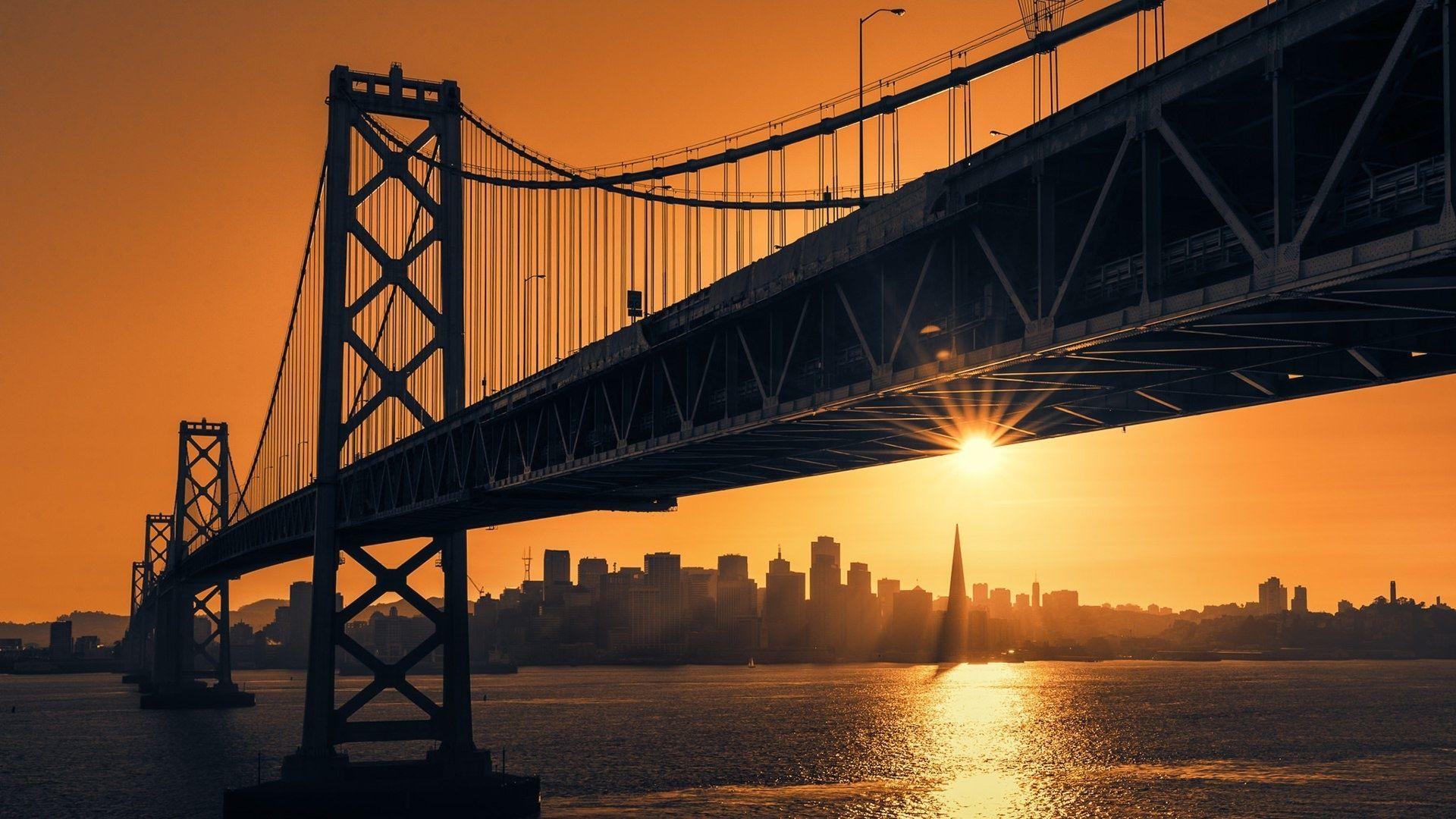 Oakland, Bay Bridge, San Francisco, Reisefotografie, Architektur, 1920x1080 Full HD Desktop