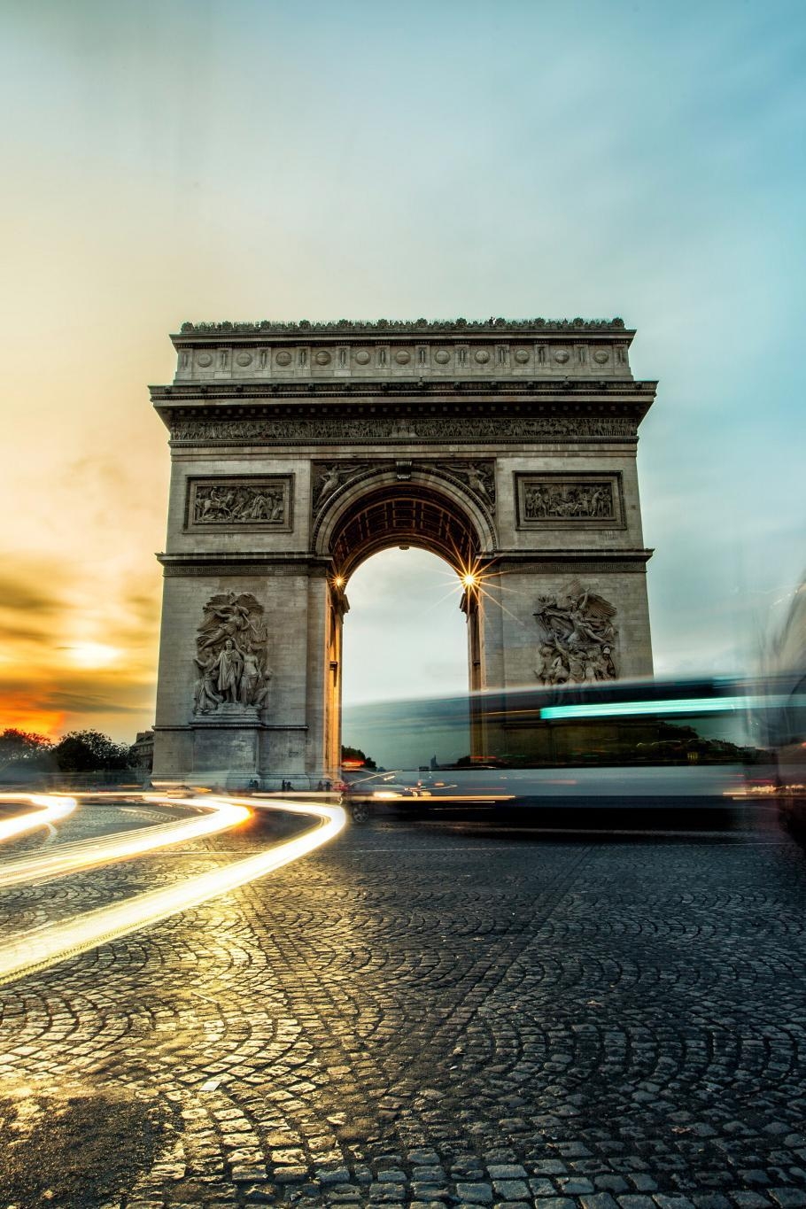 Arc de Triomphe, Sonnenuntergang, HD, Hintergrund, Mobil, 910x1370 HD Handy