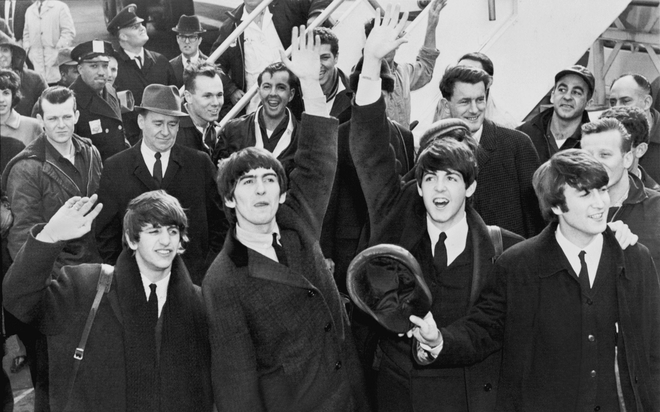 John Lennon, Beatles, Ringo Starr, Paul McCartney, Monochrom, 2560x1600 HD Desktop