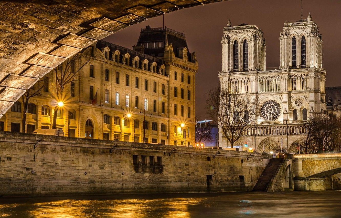 Notre Dame, Brücke, Stadt, Fluss, Paris, 1340x850 HD Desktop