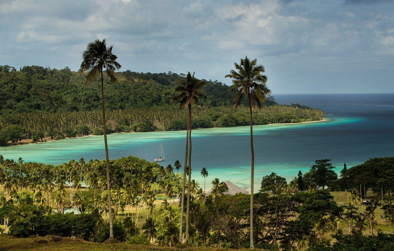 Vanuatu, Ozeanküste, Insel, Lagune, Naturflucht, 1340x850 HD Desktop