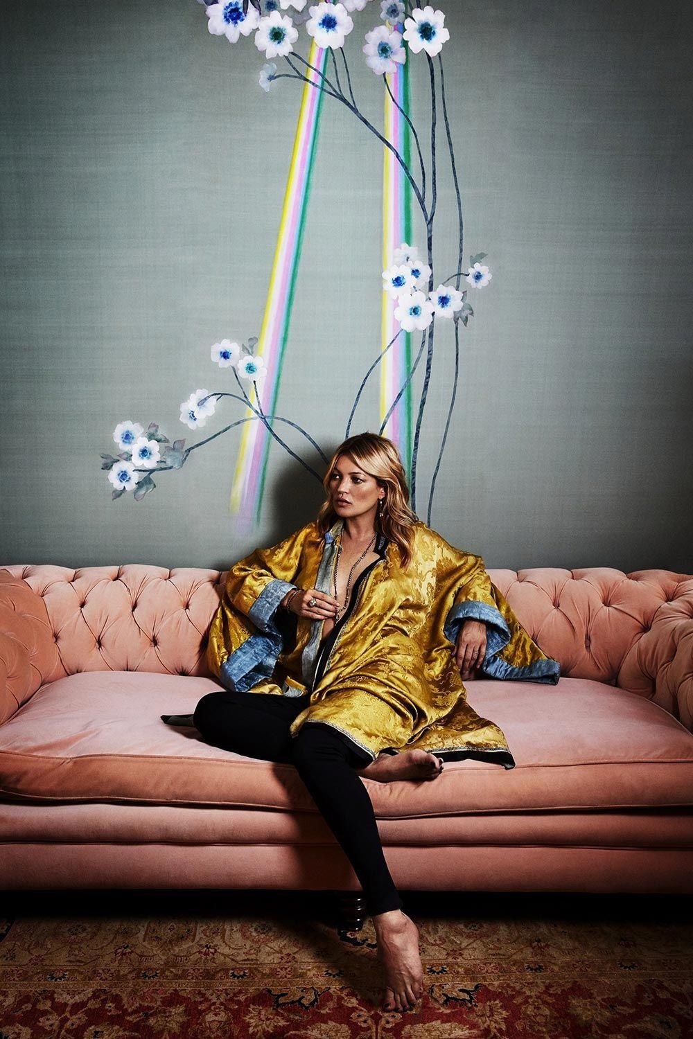 Kate Moss, De Gournay, Tapetendesign, Mode, Ikone, 1000x1500 HD Handy