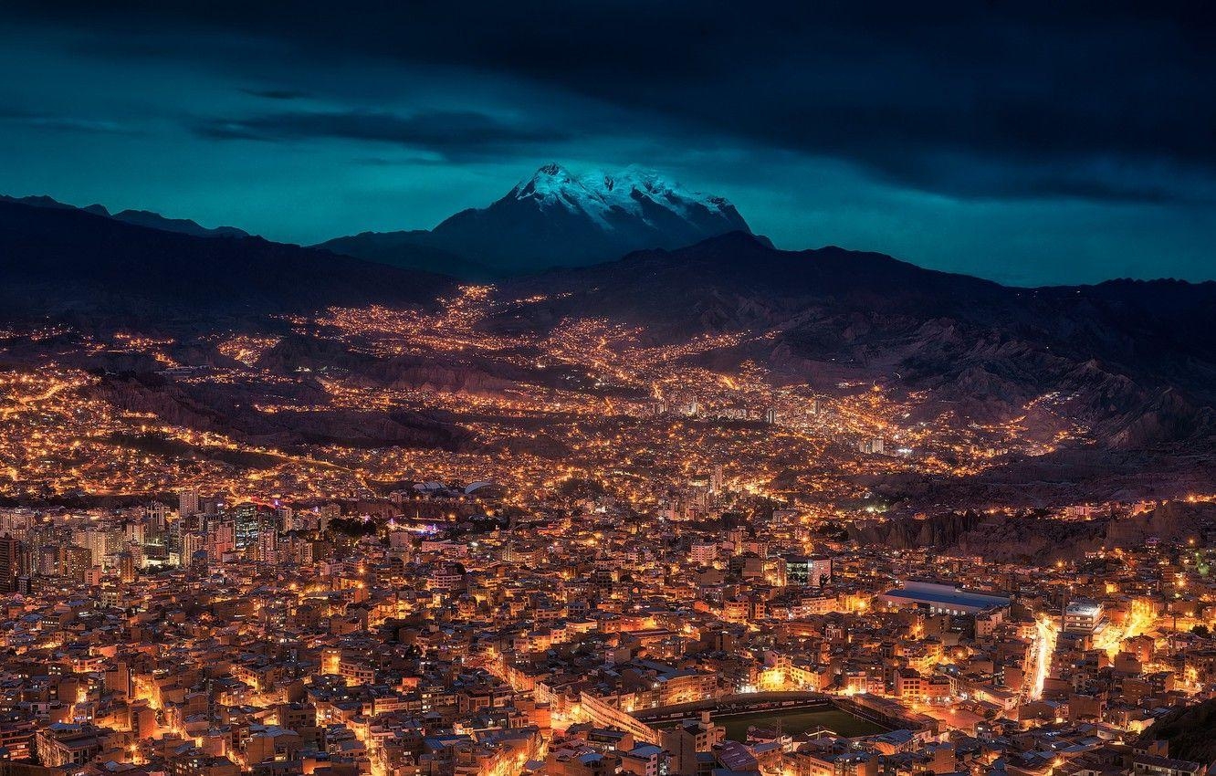 La Paz, Bolivien, Nacht, Stadt, Bild, 1340x850 HD Desktop