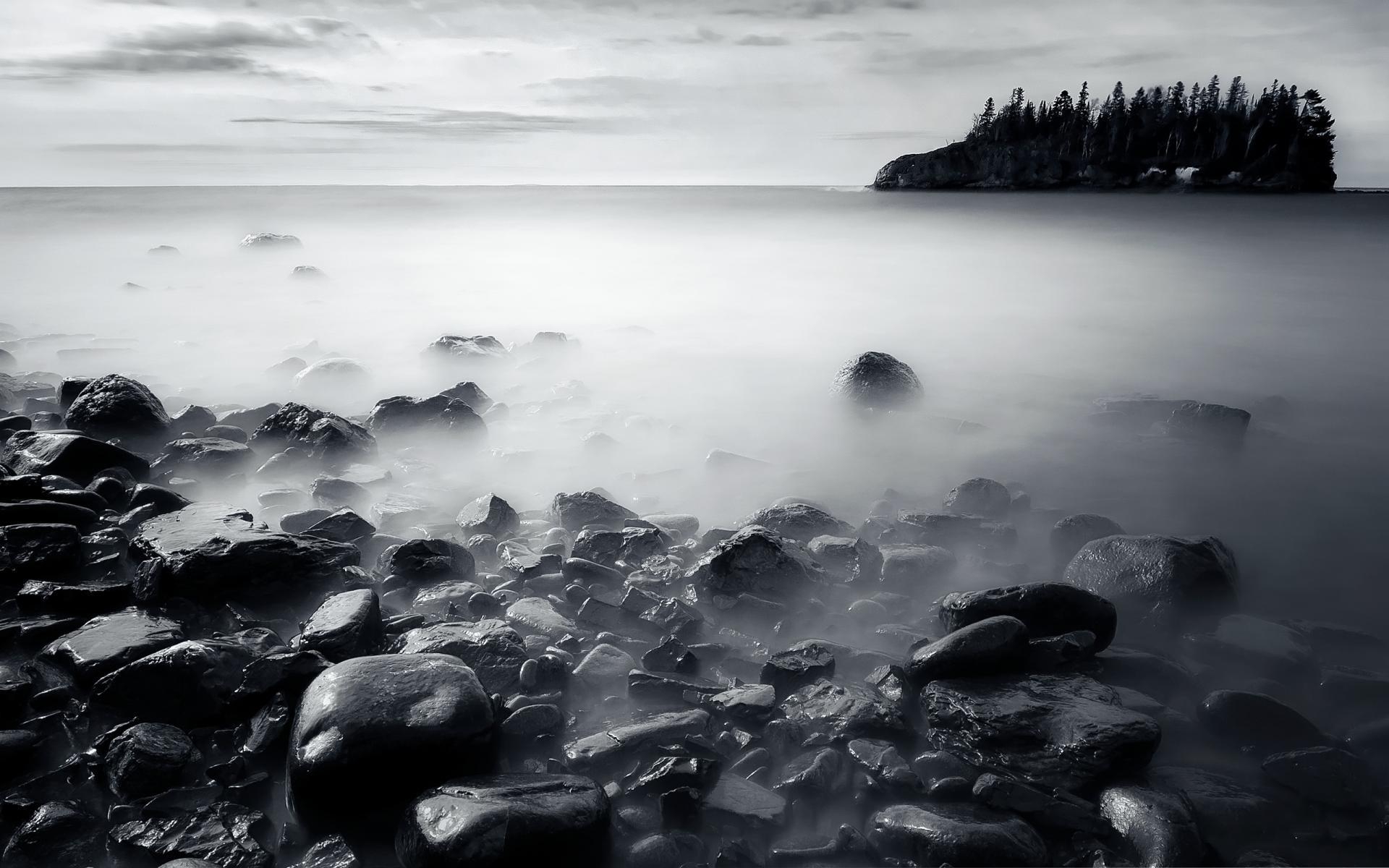 Lake Superior, Schwarz-Weiß, Wolken, Langzeitbelichtung, Natur, 1920x1200 HD Desktop