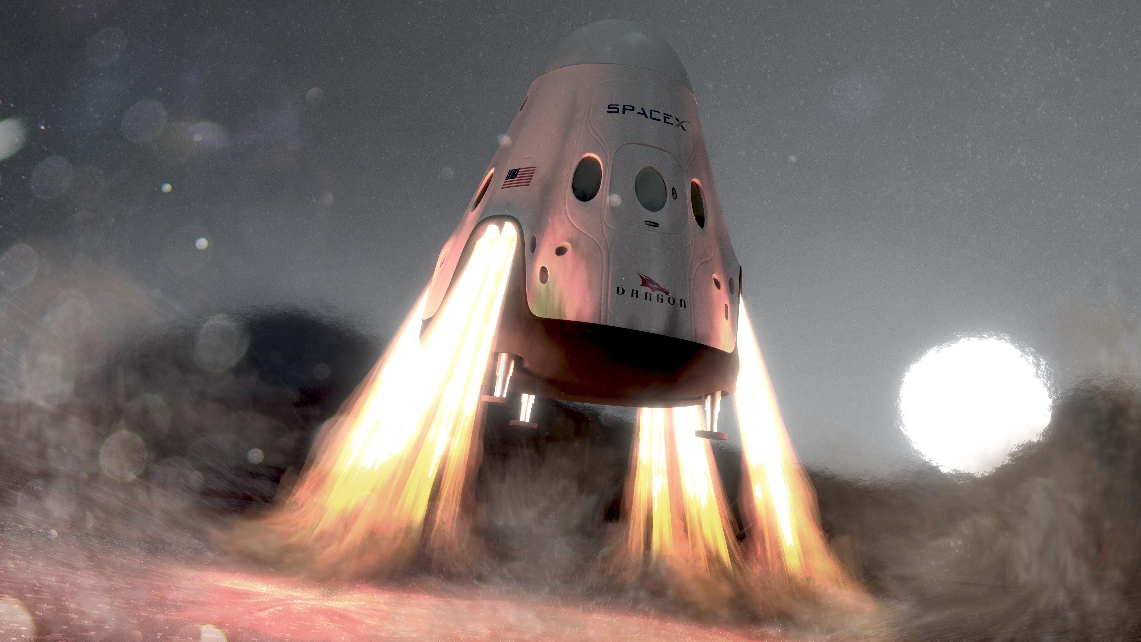 SpaceX, Schiff, Red Dragon, Mars, Weltraum, 3840x2160 4K Desktop