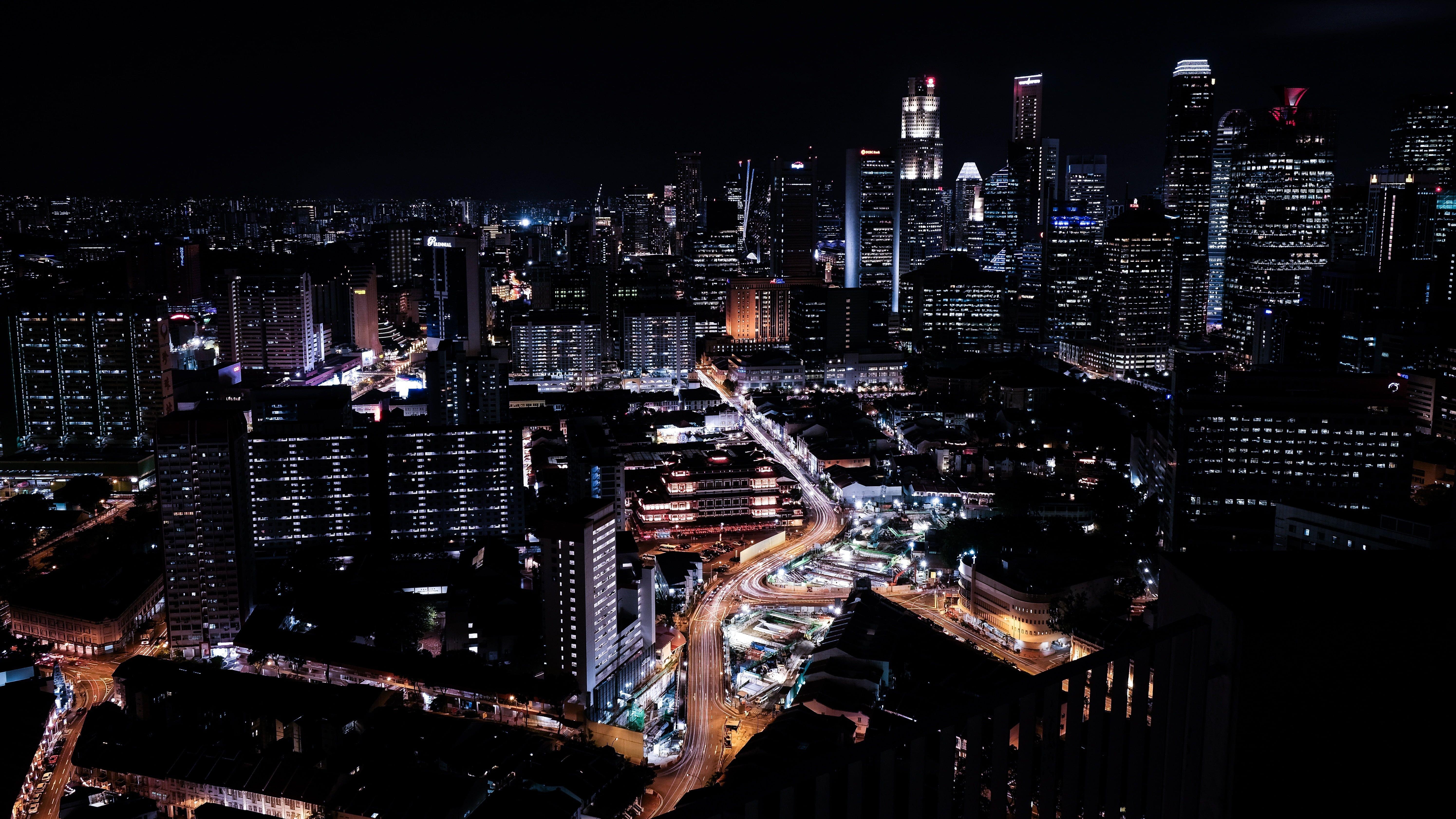 Tokyo Tower, Singapur, Wolkenkratzer, Nacht, Hintergrundbild, 5980x3370 4K Desktop