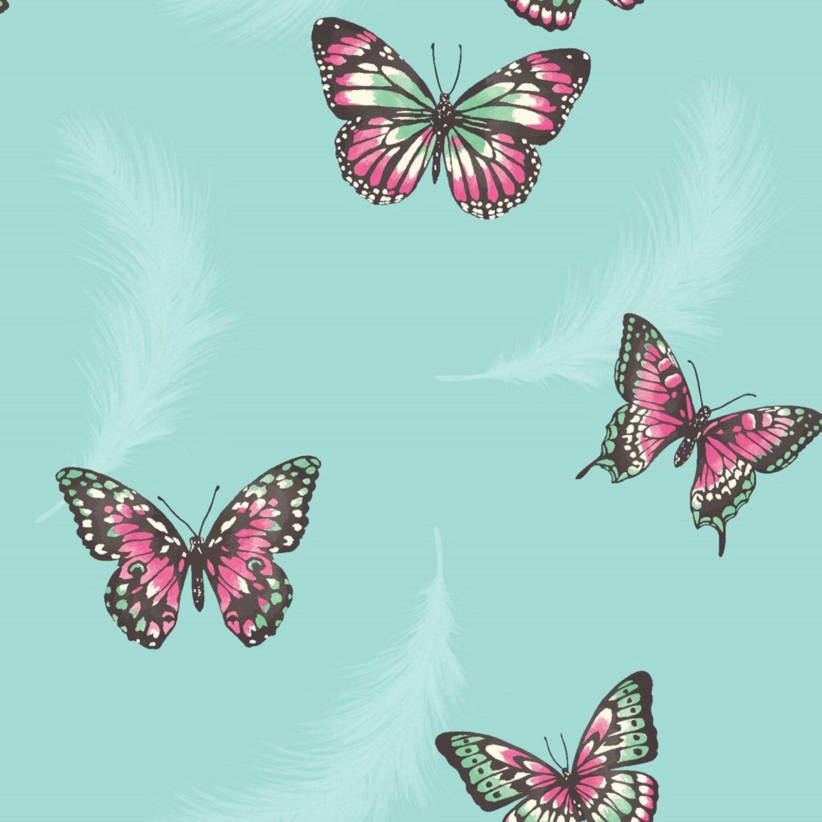 Schmetterling, Mädchenschlafzimmer, Pink, Weiß, Türkis, 1600x1600 HD Handy