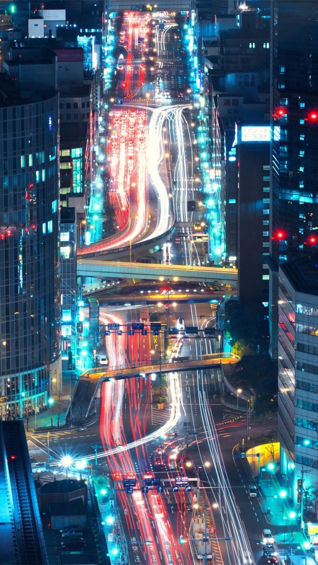 Tokio, Stadtansicht, Osaka, Nacht, Japan, 1080x1920 Full HD Handy