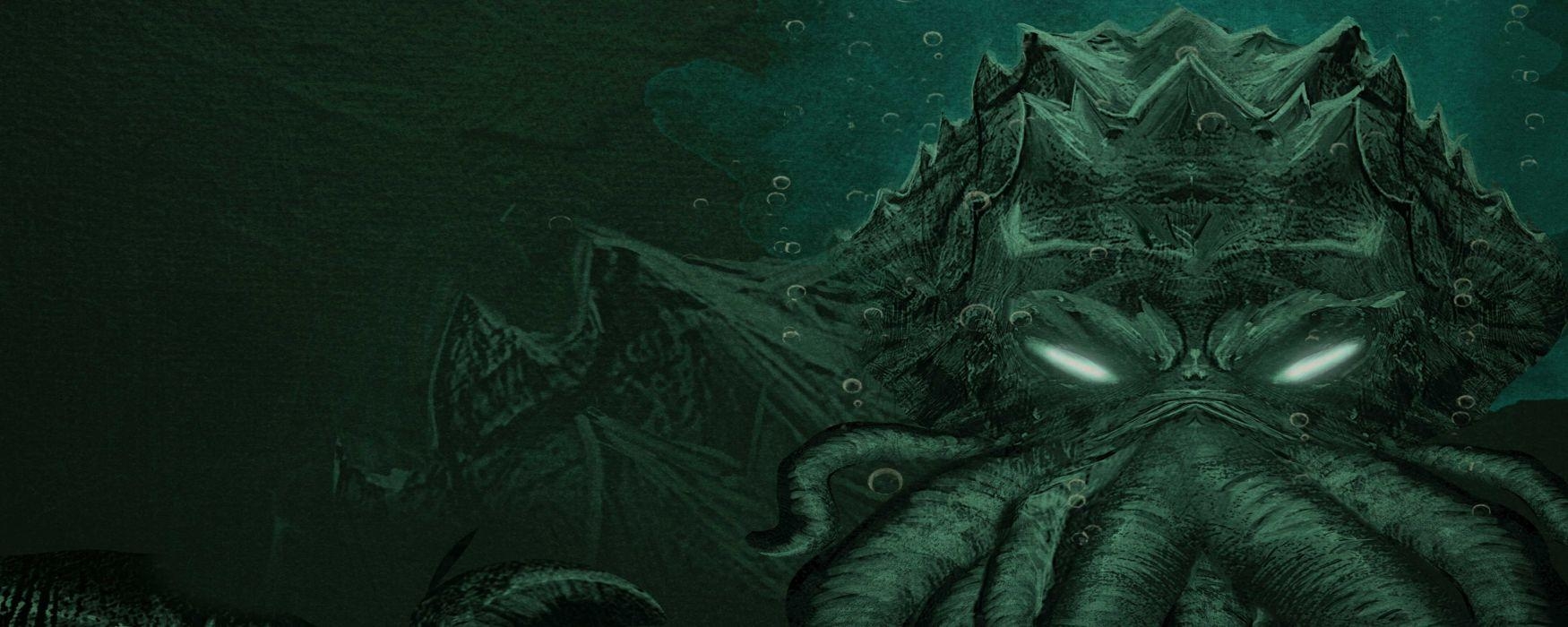 Fantasiekunst, Monster, Cthulhu, Kreatur, Oktopus, 1750x700 Dual Screen Desktop