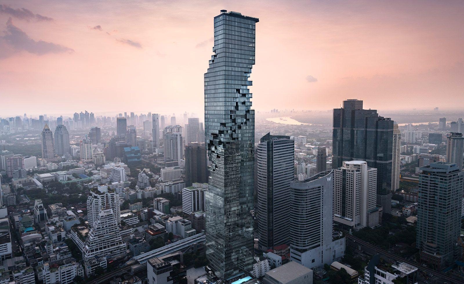 Mahanakhon Tower, Bangkok, Ole Scheeren, Architektur, Thailand, 1600x990 HD Desktop