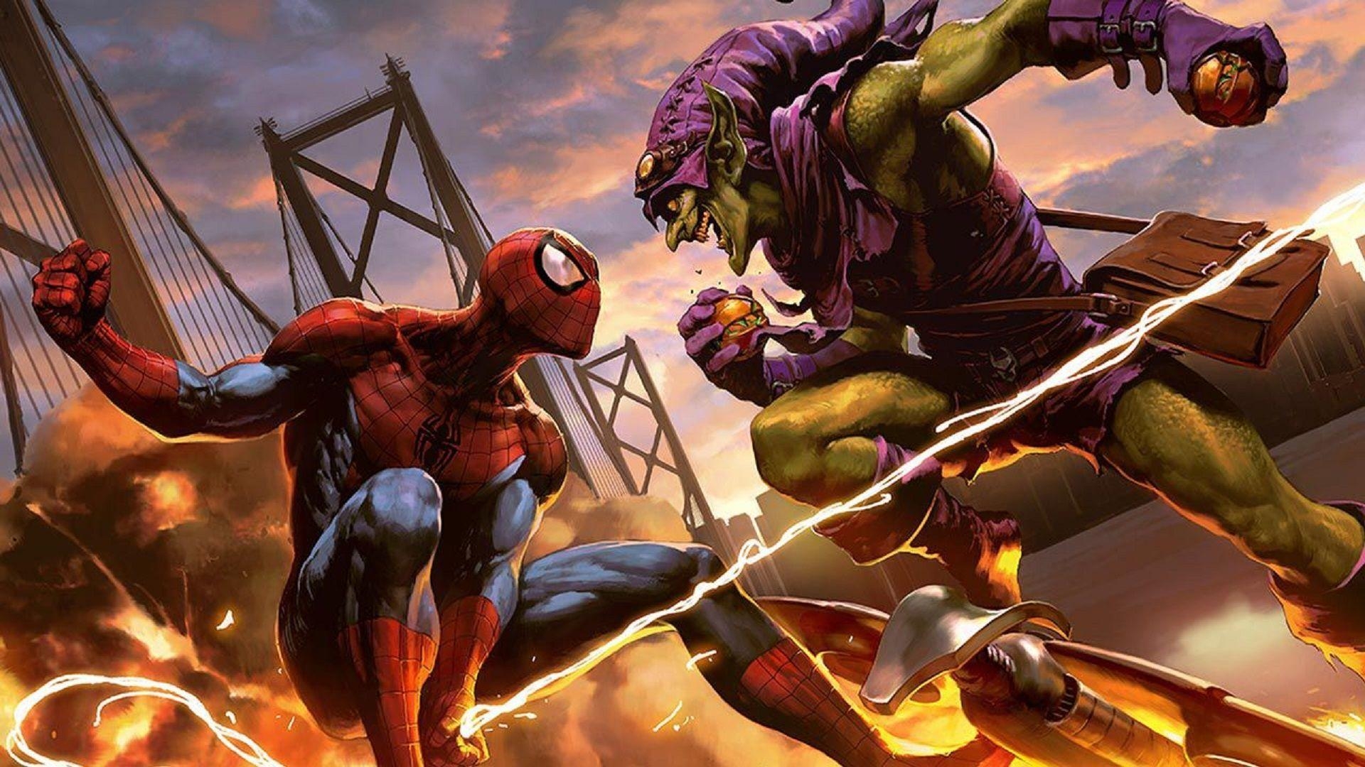 Spider Man, Grüner Goblin, Marvel, Kampf, Comics, 1920x1080 Full HD Desktop