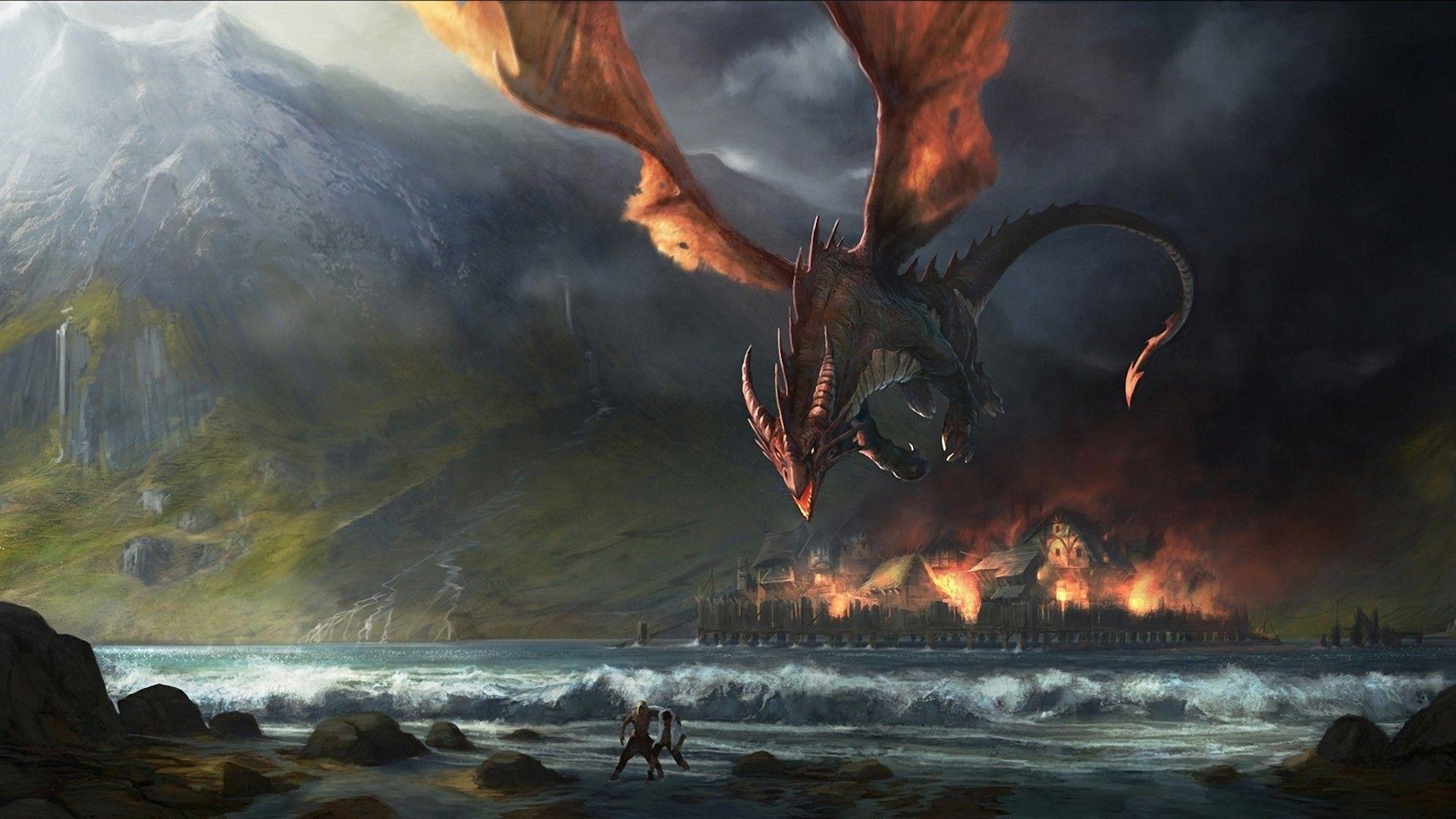 Smaug, JRR Tolkien, Drache, Hobbit, Fantasy, 1920x1080 Full HD Desktop