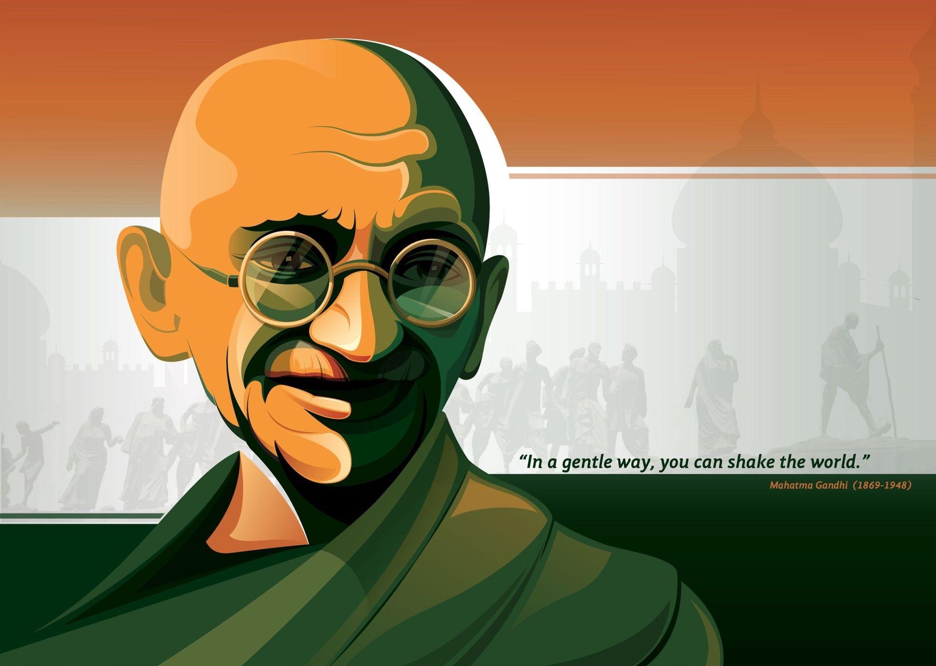 Mahatma Gandhi, HD, Indische Flagge, Hintergrund, Führer, 1920x1370 HD Desktop