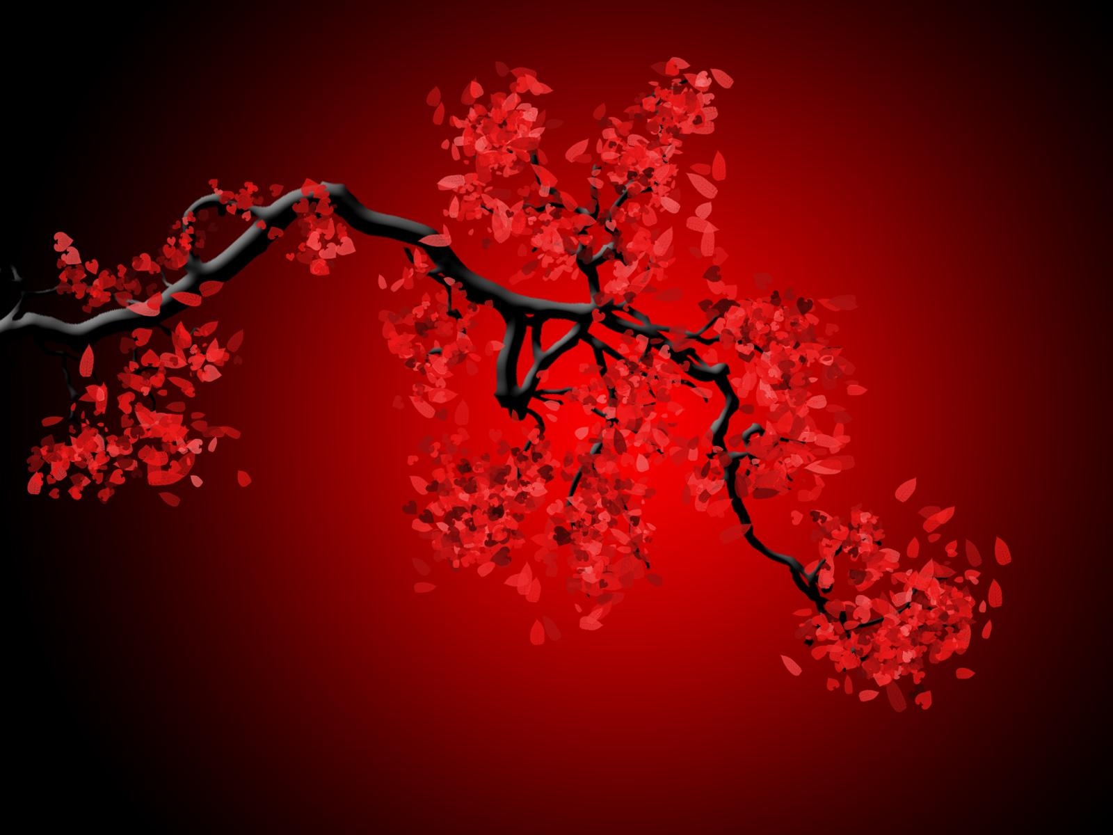 Rote Kirschen, japanische Blüte, Modern, Ideen, Hintergrund, 1600x1200 HD Desktop