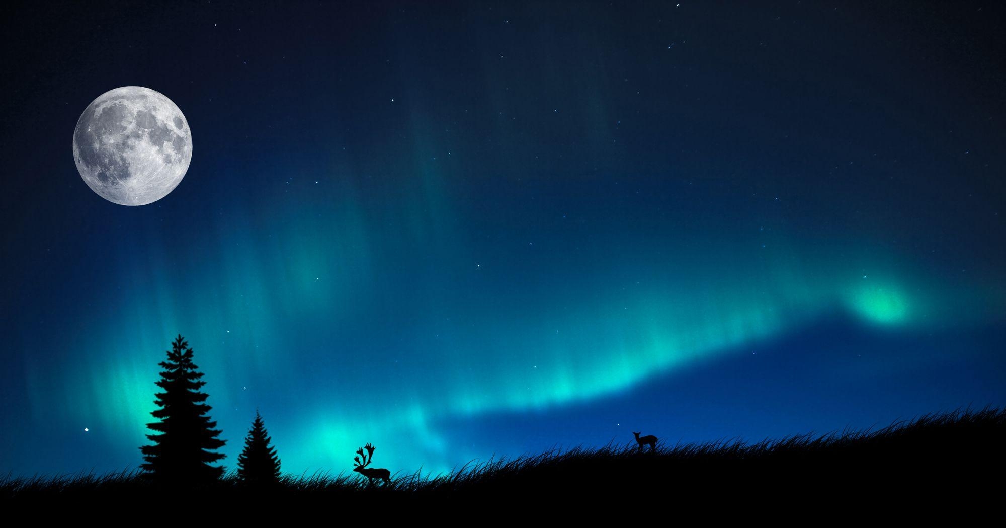 Blau, Aurora Borealis, HD, Bild, Weltraum, 2000x1050 HD Desktop