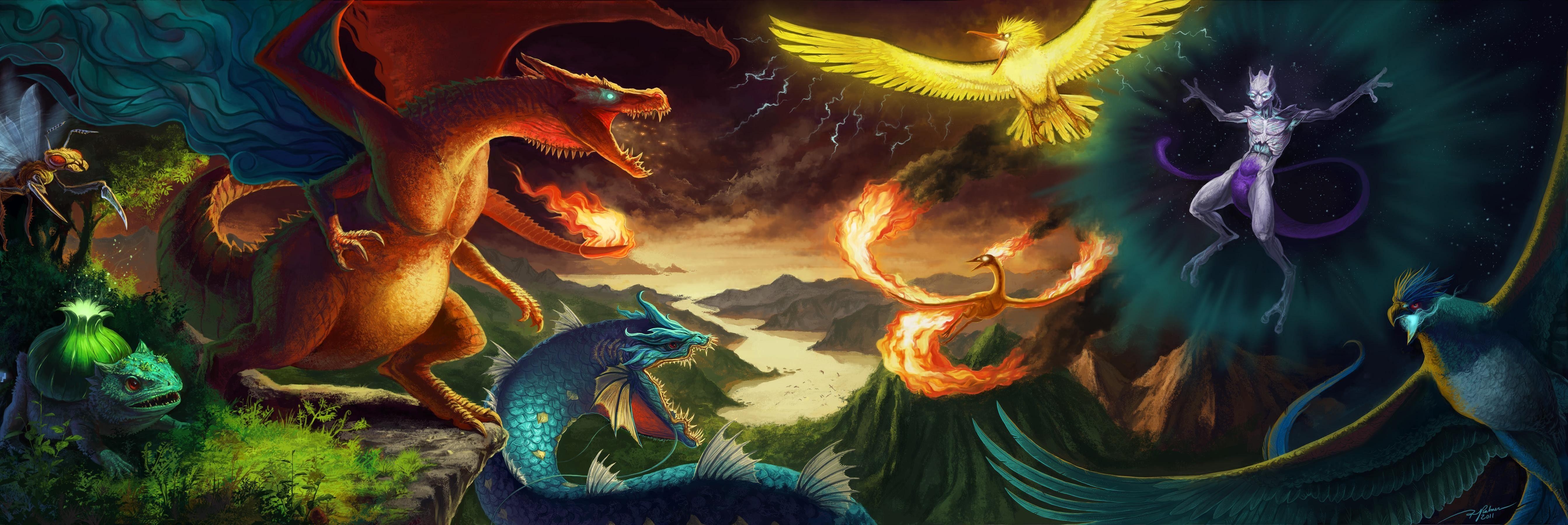 Pokémon, HD, legendäre, PC, beeindruckend, 5370x1800 4K Desktop