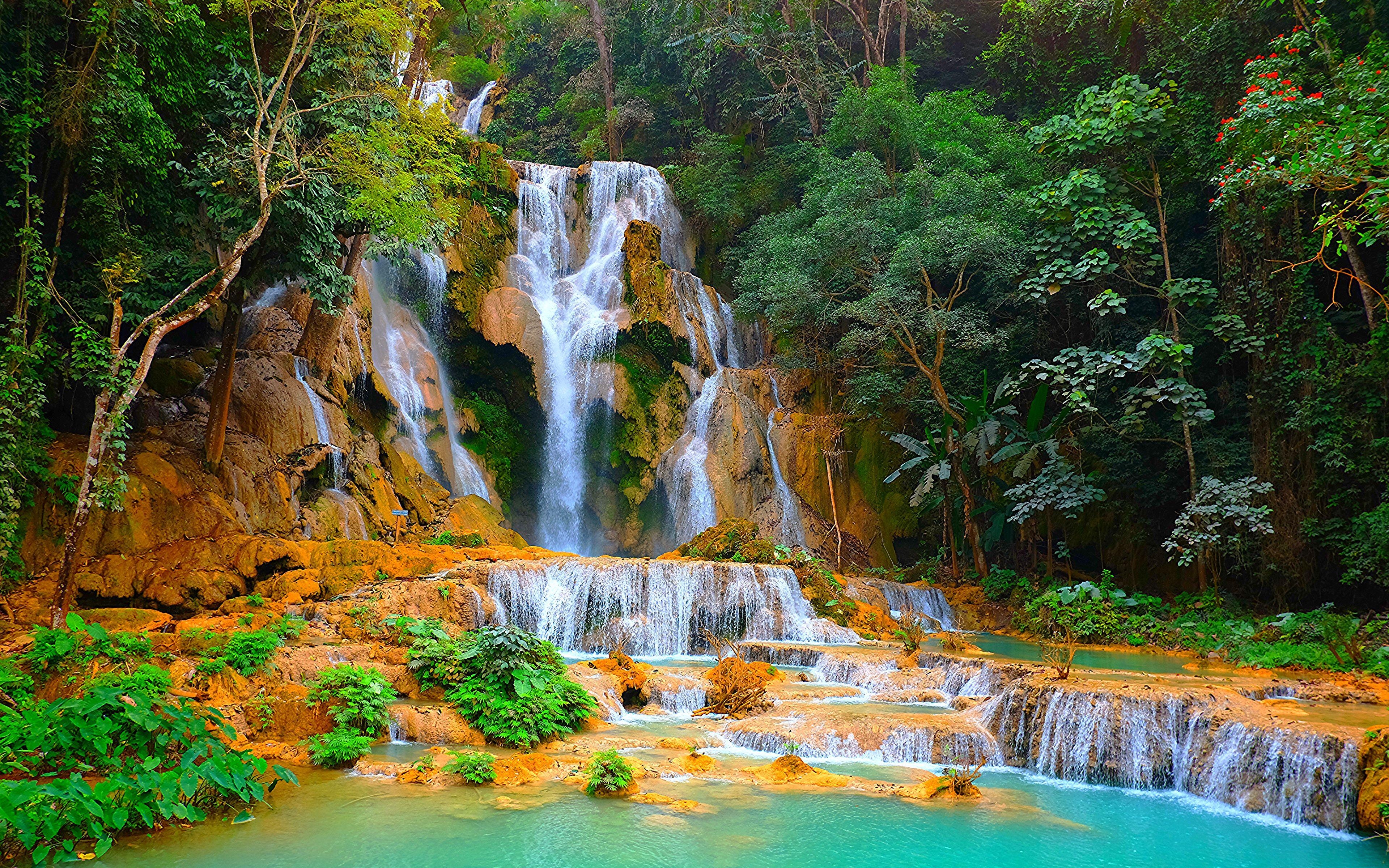 Kuang Si Wasserfall, Laos, Natur, Felsen, Landschaft, 3840x2400 4K Desktop