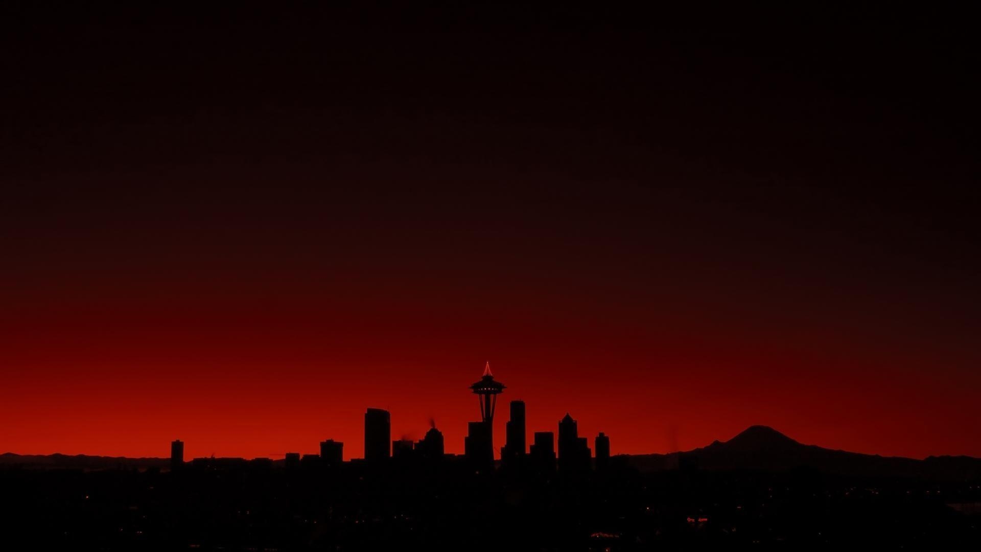 Seattle, Skylines, Silhouetten, Reisen, Washington, 1920x1080 Full HD Desktop