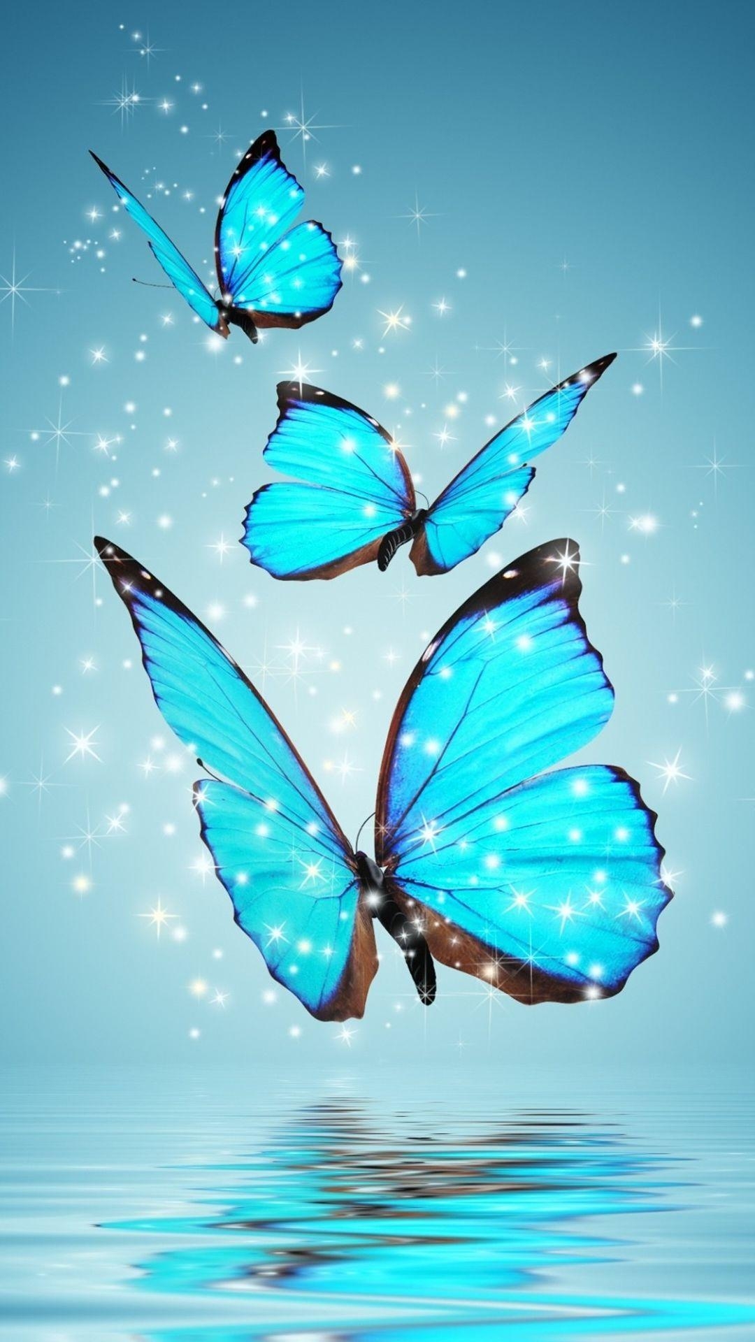 Fraktale, Blaue Schmetterling, Natur, Tier, Kunst, 1080x1920 Full HD Handy