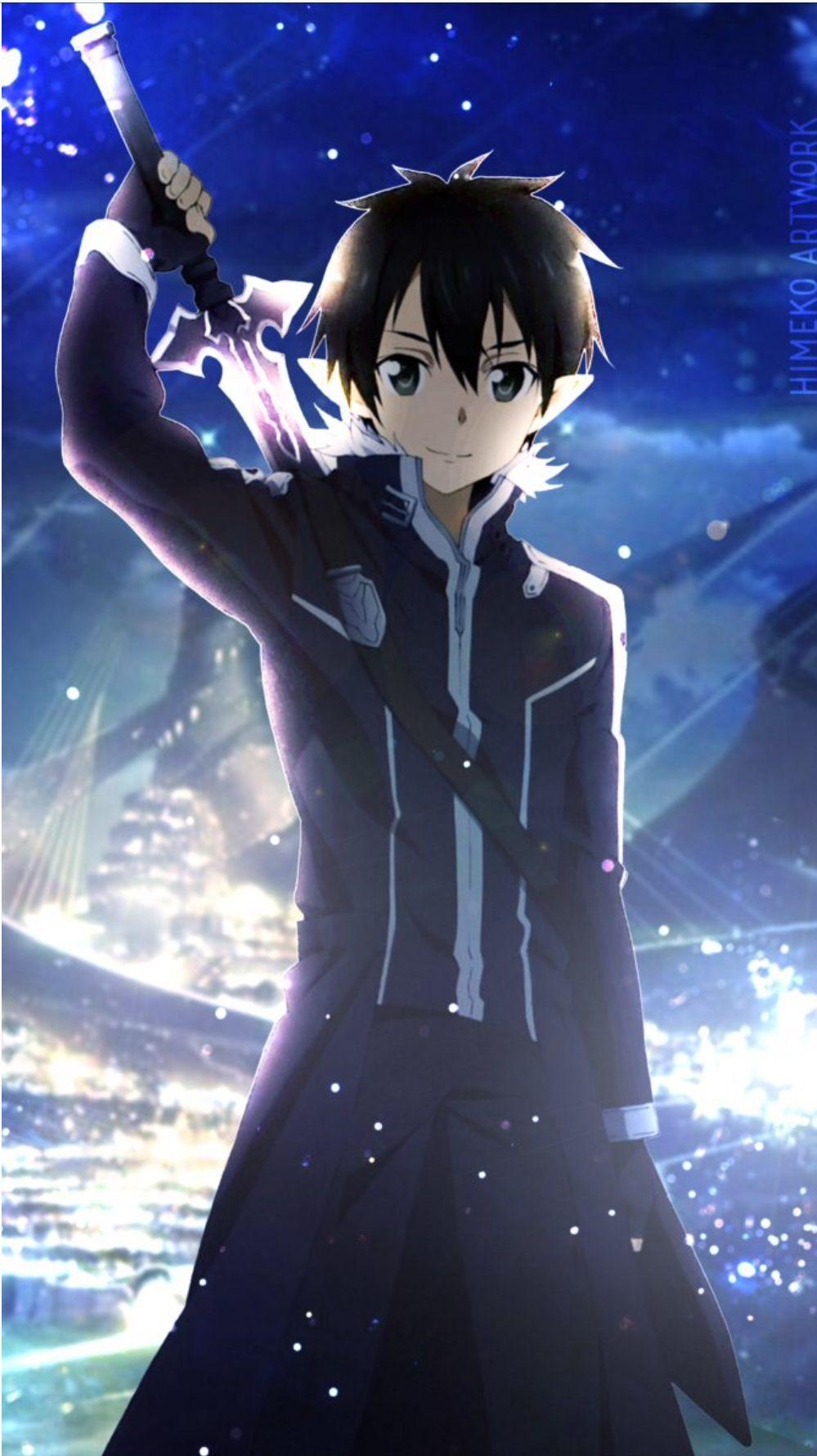 Sword Art Online, Kirito, Anime, Kunst, Helden, 1000x1790 HD Handy